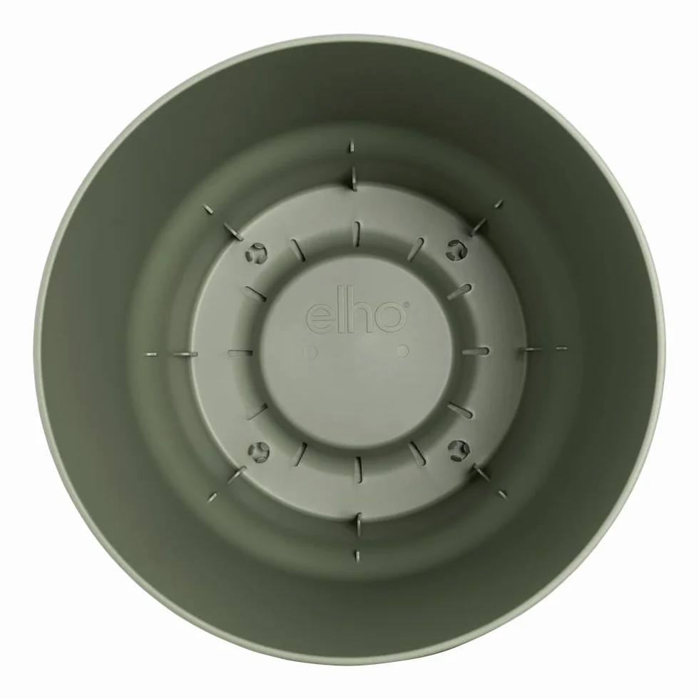 Elho Greenville Rond 16 Pot De Fleurs avec Réservoir d'eau Intégré, Plastique 100% Recycle, Ø 16 x H 15.3 cm, Vert/Leaf Green