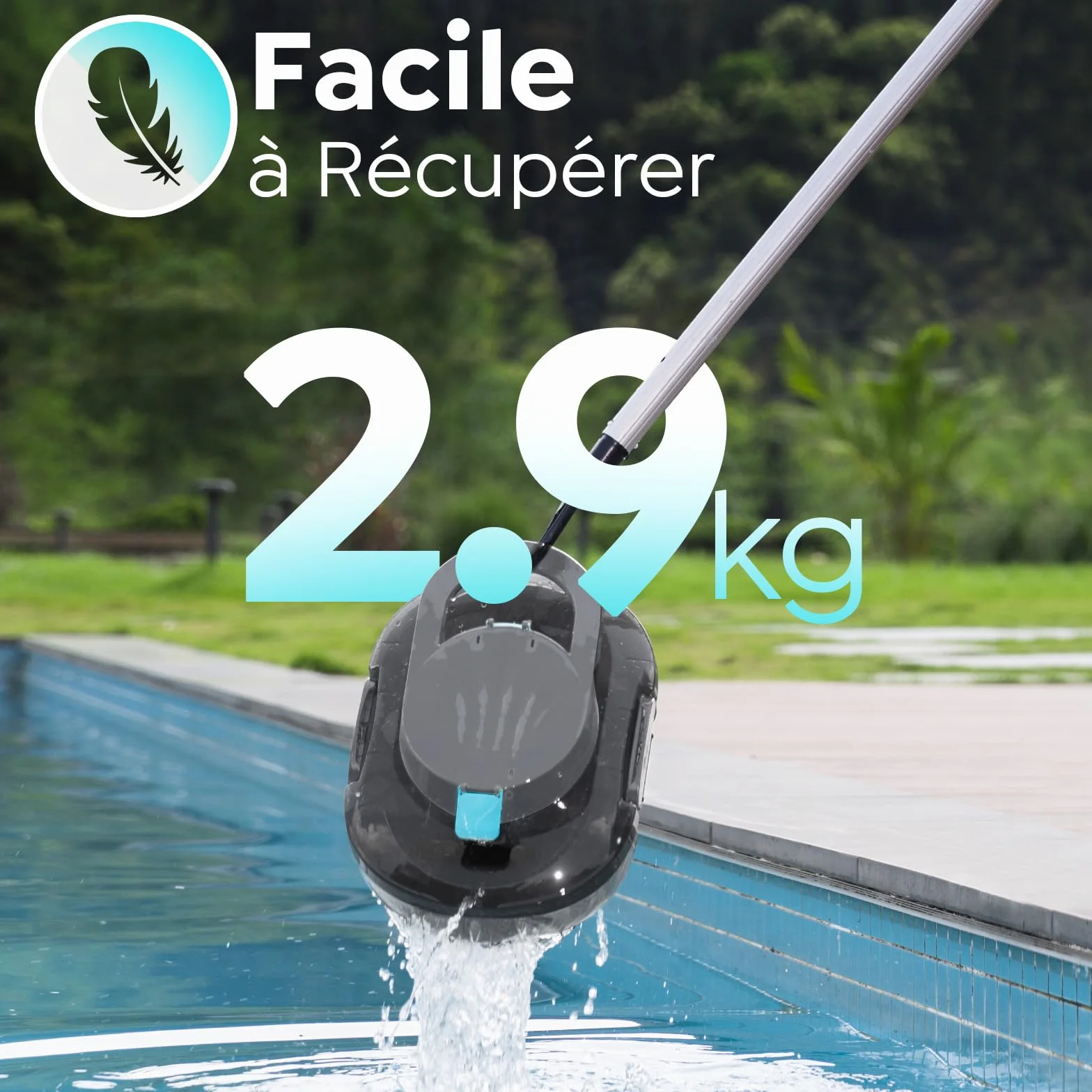 Robot Piscine S1PRO 2026 Autonomie 120 Min Piscines Hors Sol 100m² Aspirateur Double Moteur Gris