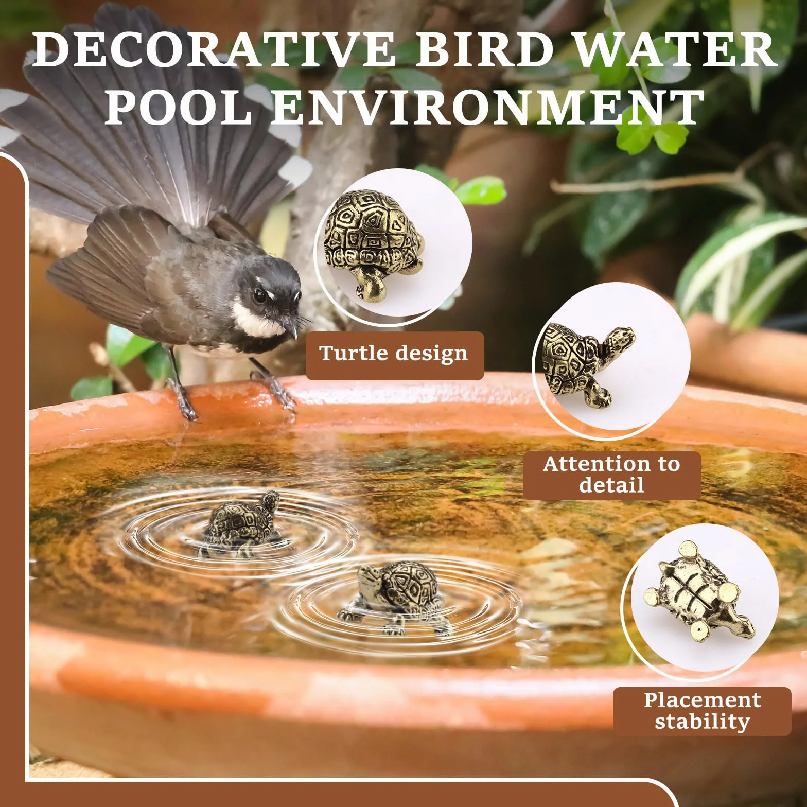 Lot de 8 mini disques en cuivre tortue en laiton pour bain d'oiseaux 22,7 g