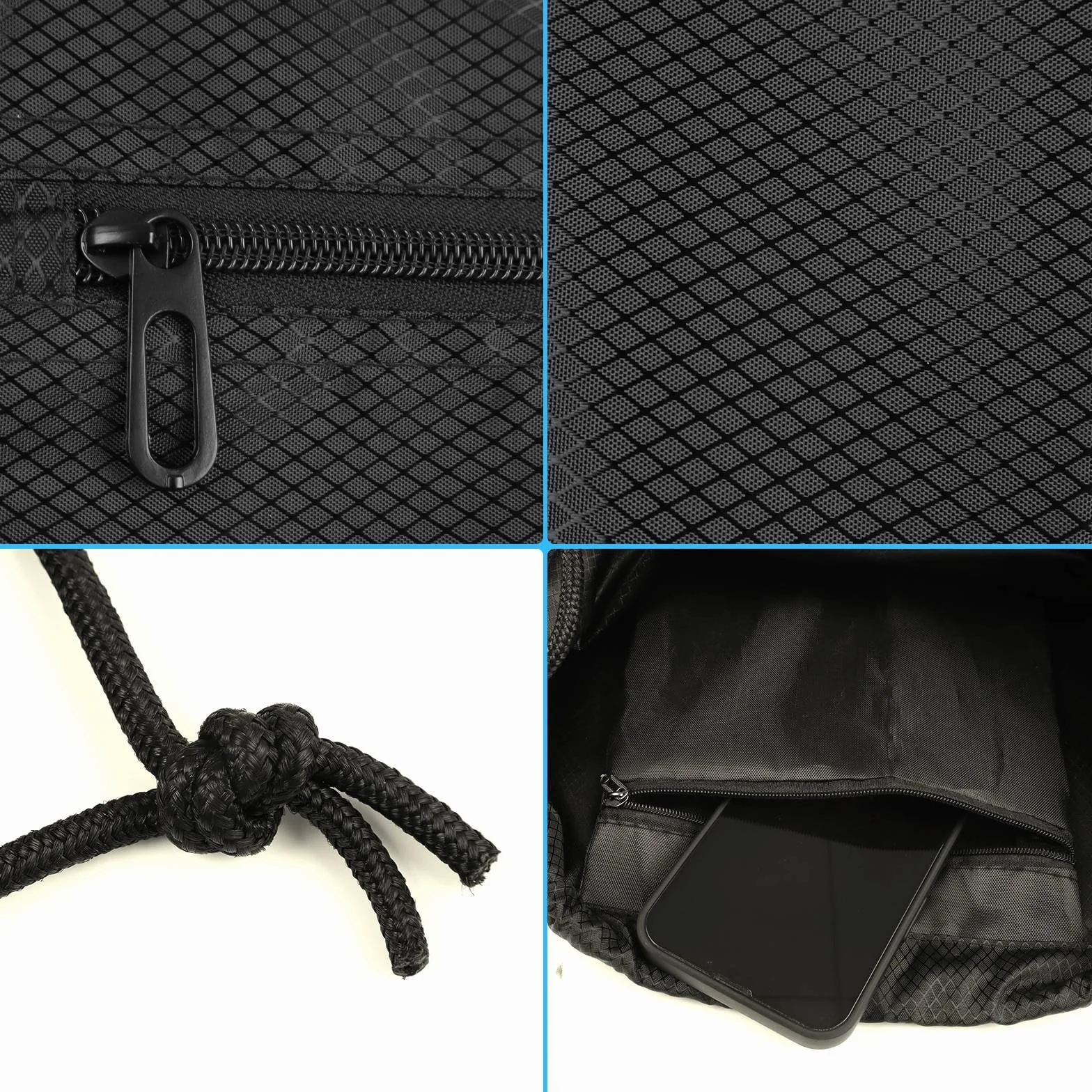 Sac à dos en nylon, Sac de Sport avec Cordon de Serrage,à dos avec sacs de sport à cordon,Sac de Sport réglable pour Hommes et Femmes avec Poche intérieure pour Le Sport et Les Voyages