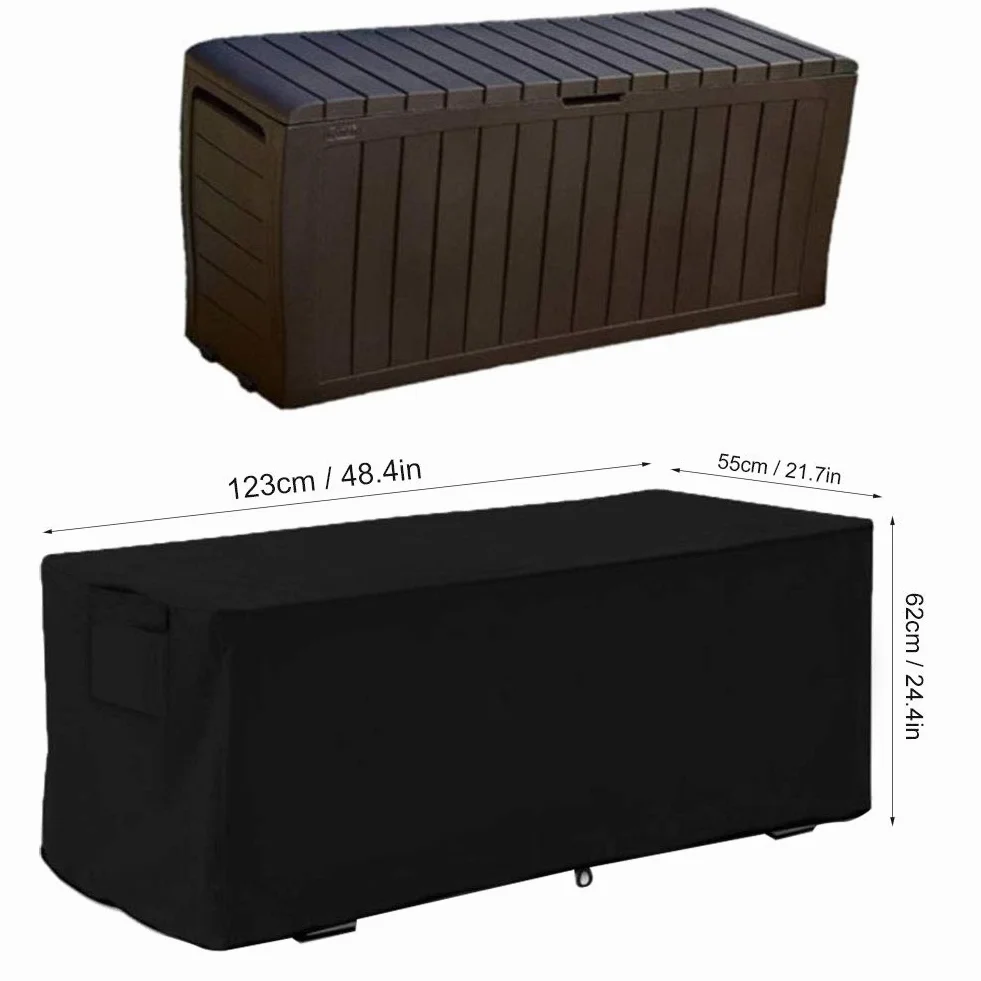Housse de boîte de terrasse imperméable en Tissu Oxford 123 x 62 x 55 cm Noir