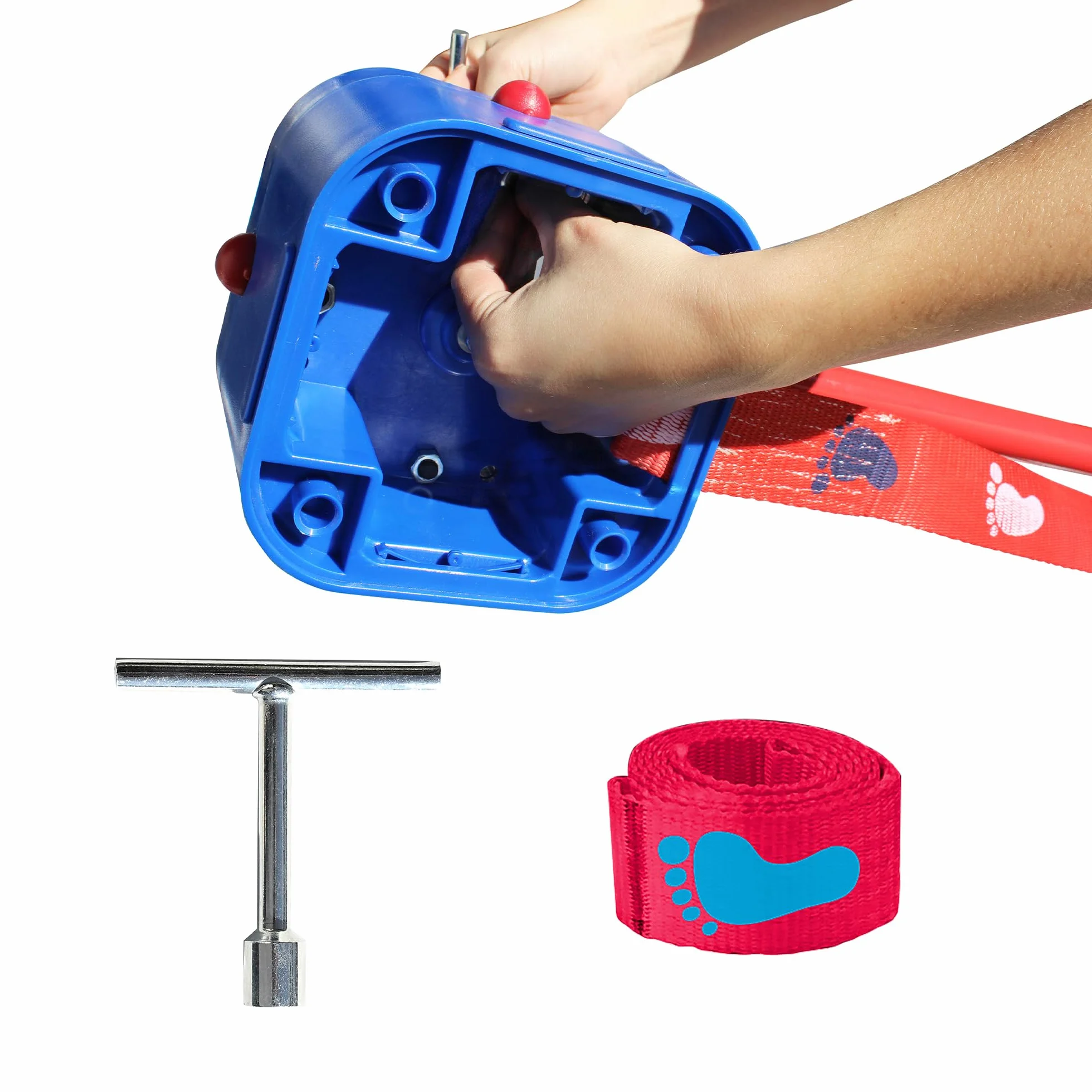 Slackline pour Enfants, Développer l'Équilibre et la Coordination, Bleu et Rouge