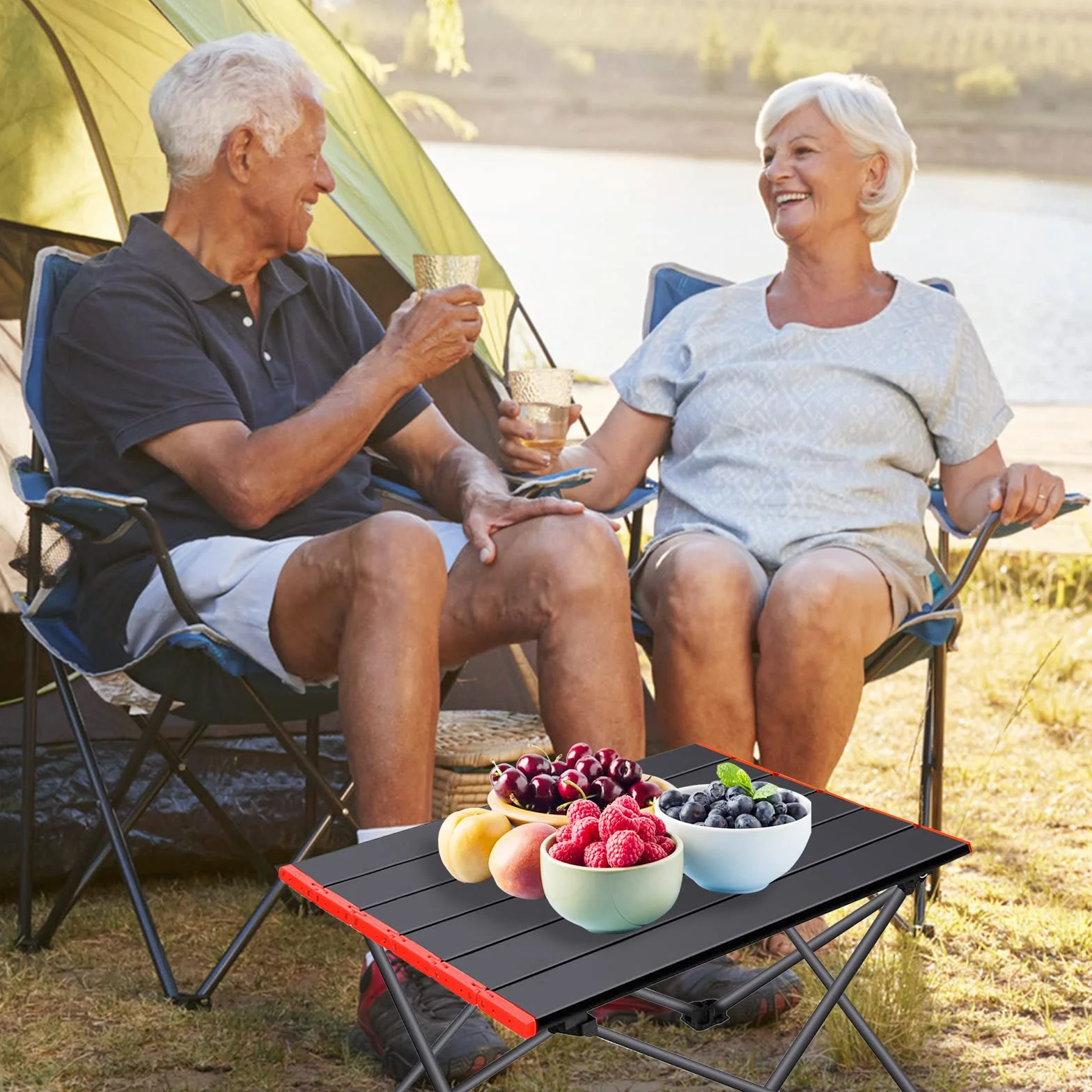 Table Pliante Camping Alliage d'Aluminium Ultra-légère Portable avec Sac de Transport