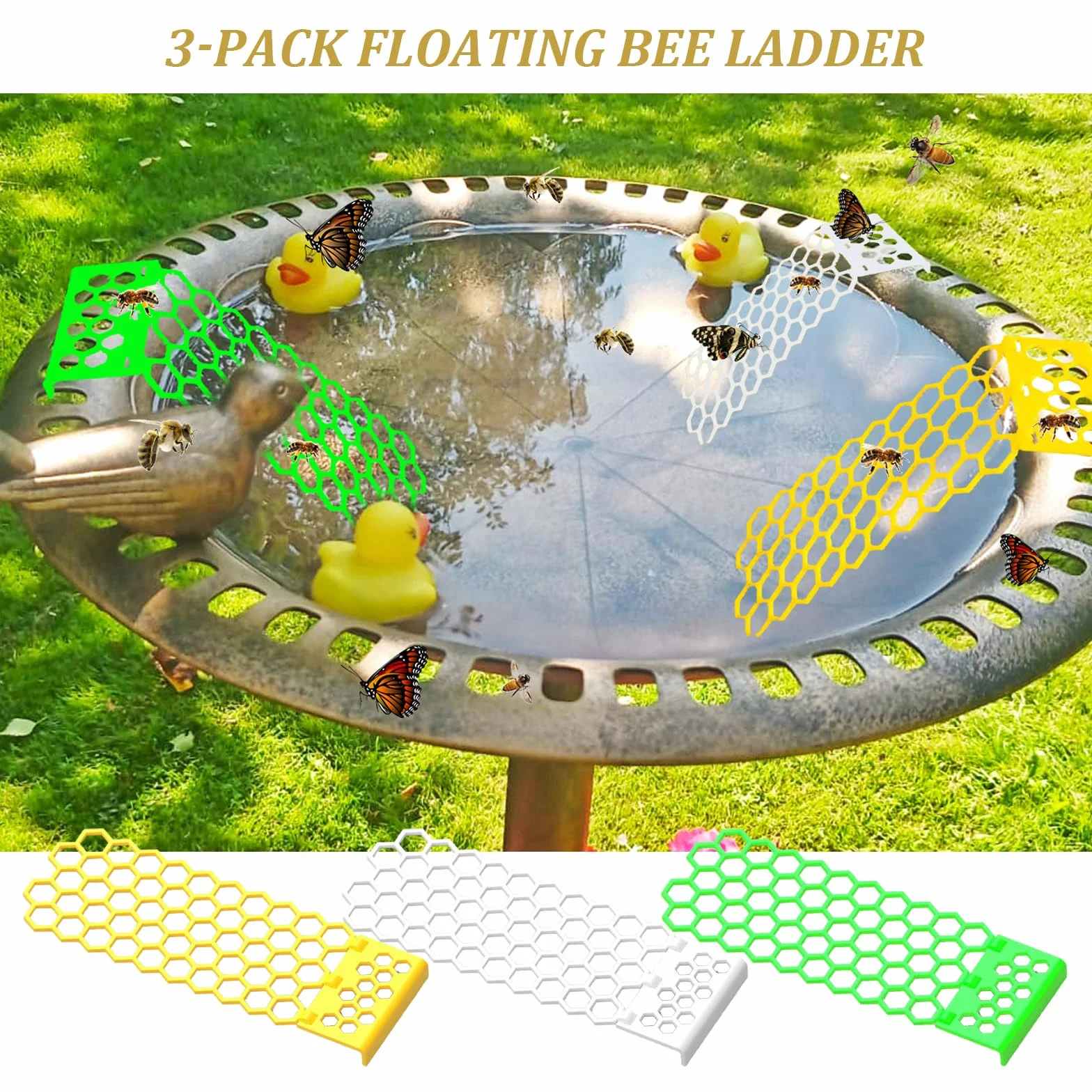 Abreuvoir pour Abeilles 3 Pièces, Abreuvoir À Insectes Extérieur, Île Flottante pour Jardin et Étangs