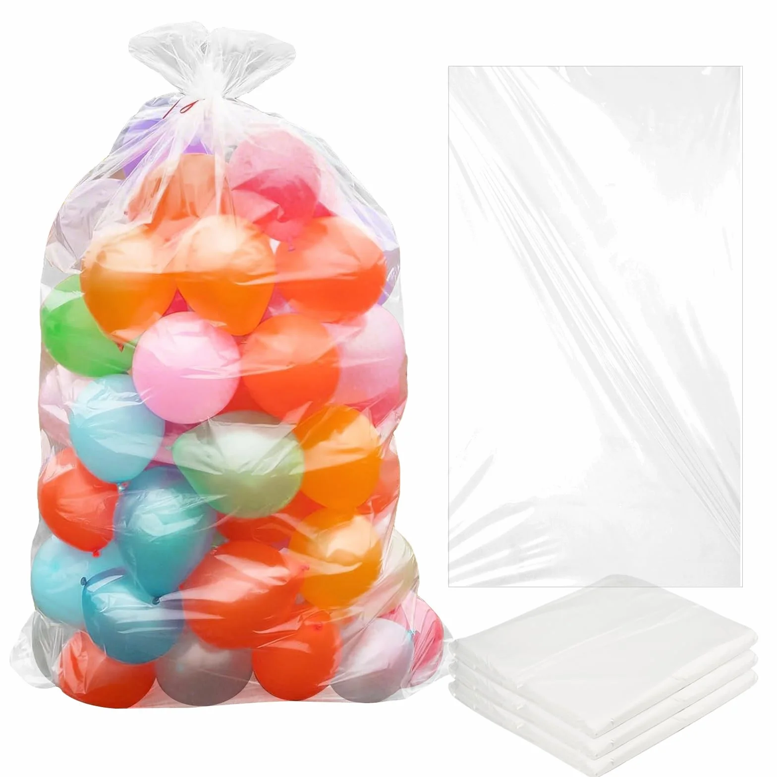 6 Pièces Sacs de Rangement pour Ballon Gonflable, 150 x 250 cm Sacs de Transport Ballon en Plastique Transparent, Sacs de Rangement en Plastique pour Meubles, Couette, Fête, et de Mariage