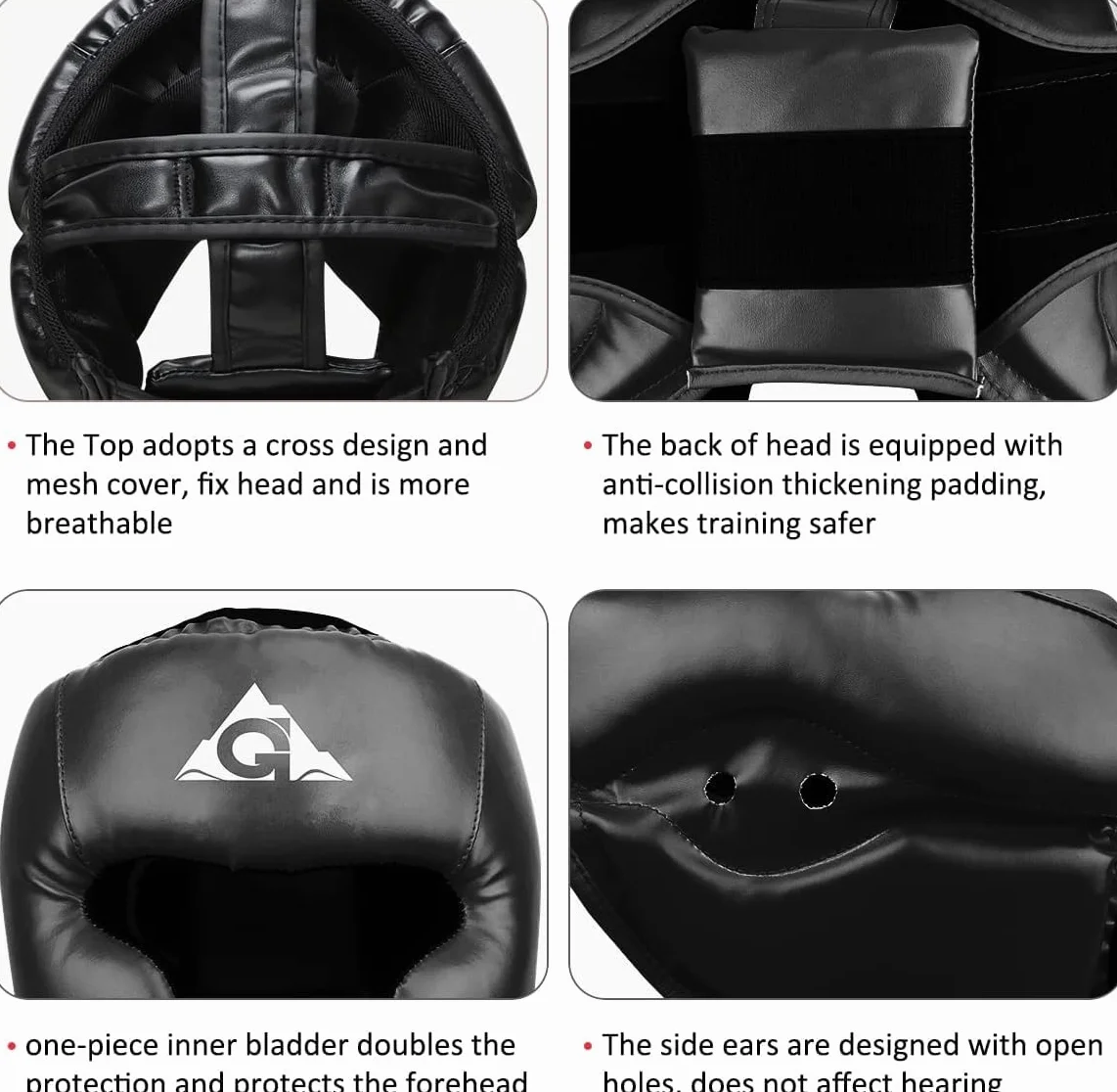 GROOFOO Casque de Boxe en Cuir synthétique pour Enfants et Adultes,Casque Boxe pour l'entraînement, Le Kickboxing, Le MMA, Le Muay Thai, Le Sparring, Les Arts Martiaux, Le karaté, Le Taekwondo