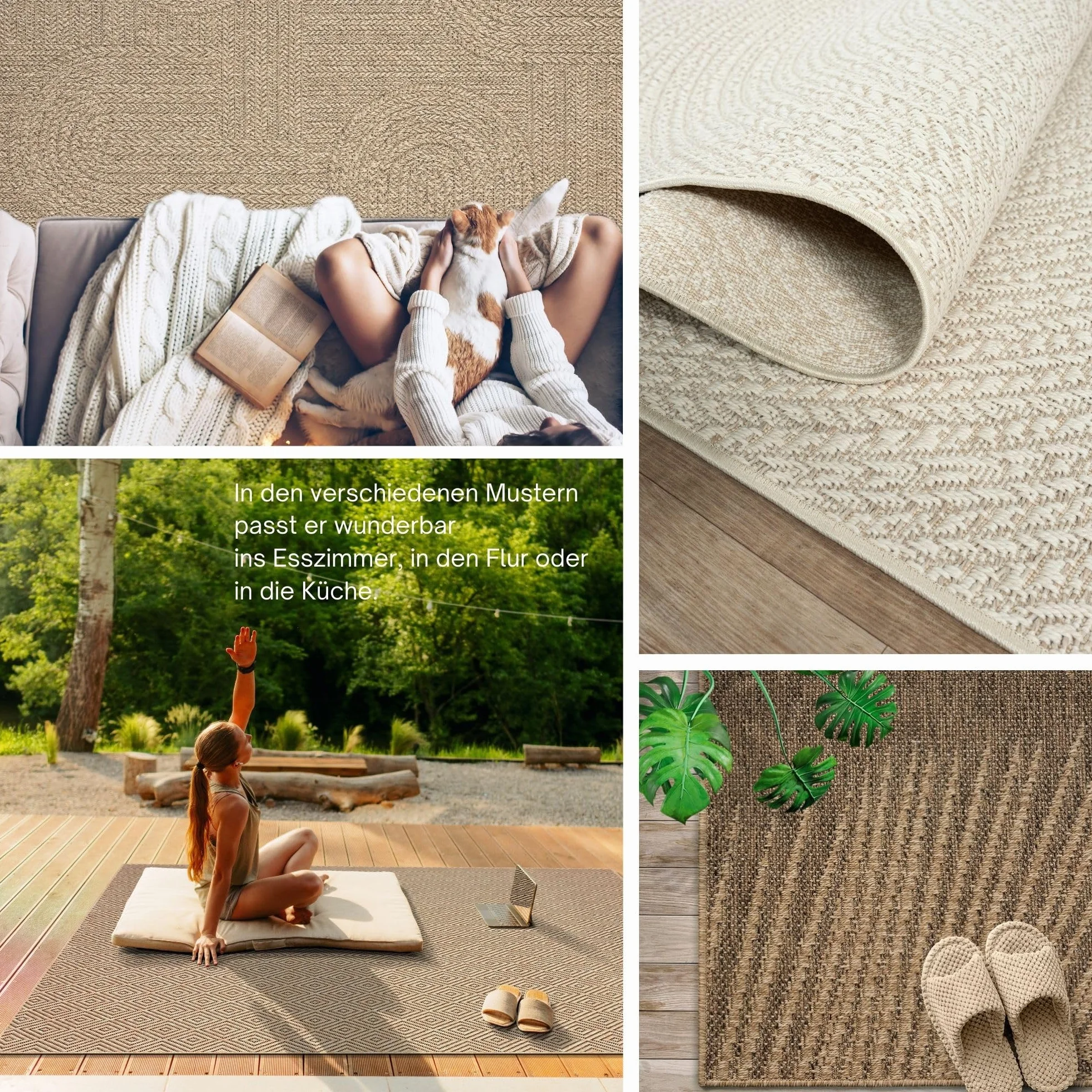 Tapis Kansas 160 x 230 cm, Intérieur Confortable, Style Jute Naturel, Facile à Nettoyer