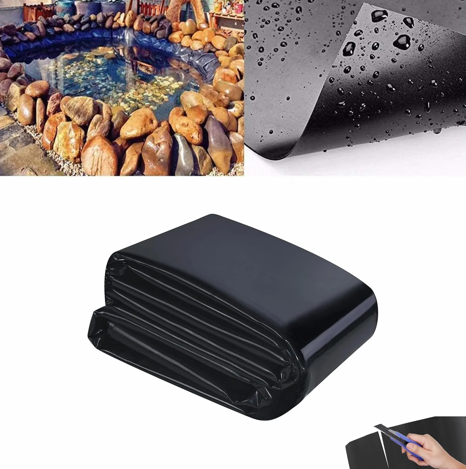 Bassin 5×5m Piscine à Membrane renforcée Liner pour Bassin Exterieur Résistant aux déchirures
