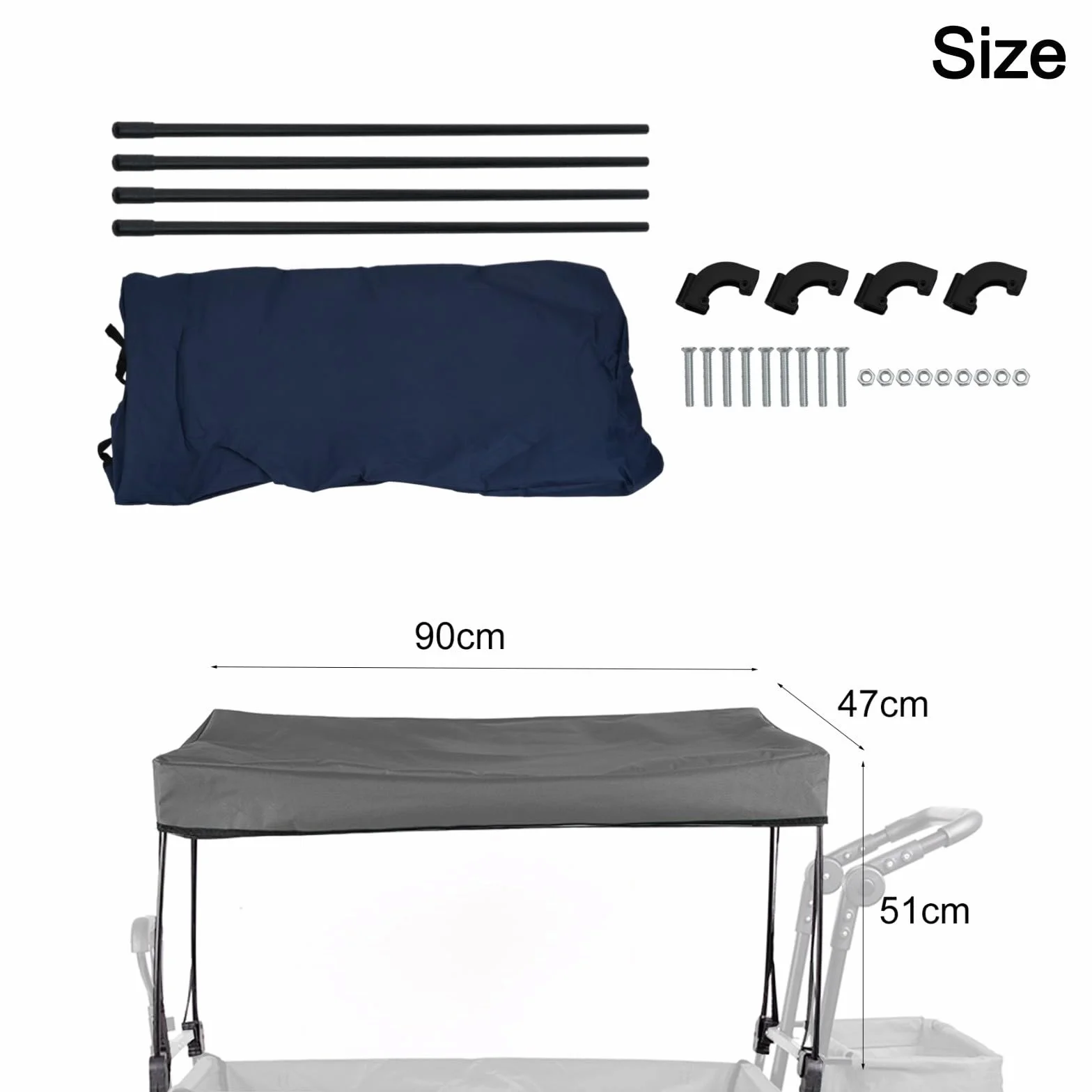 Auvent pliable pour chariot de jardin Oxford 600D Gris résistant à l'eau