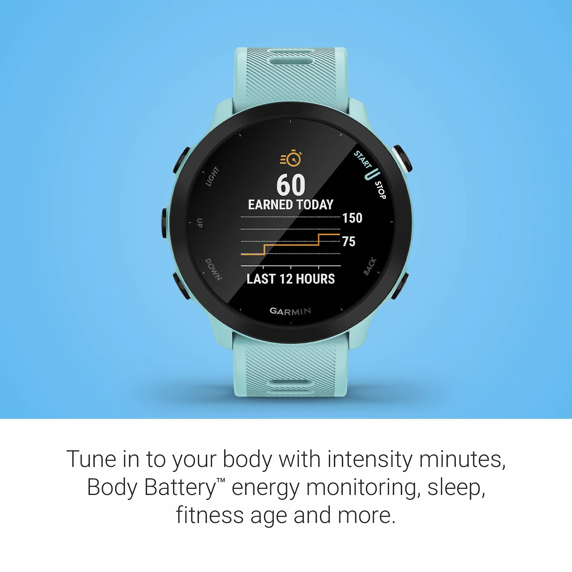 Garmin Forerunner 55 Montre GPS Running Cardio Poignet Vert d'Eau Reconditionné