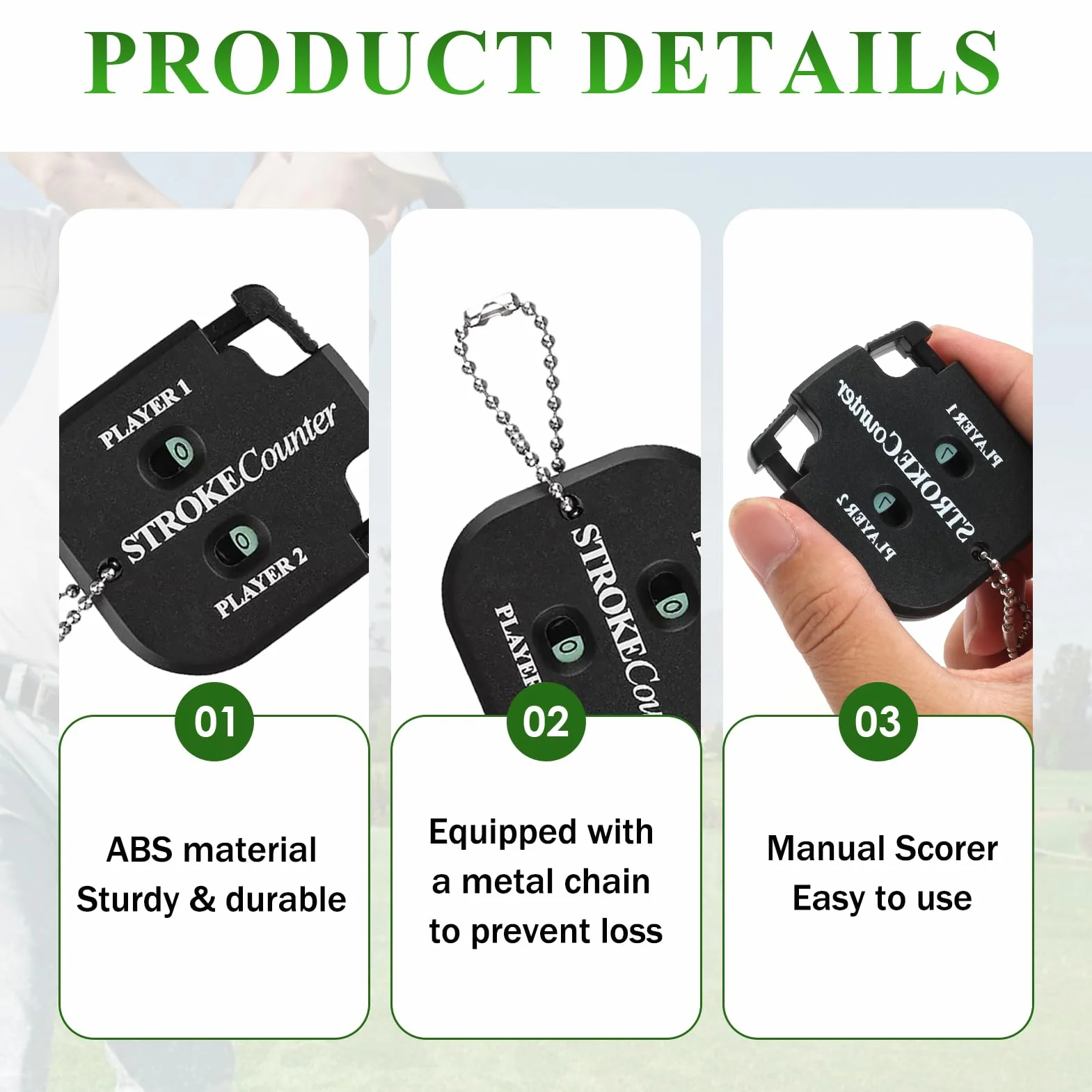 Compteurs de Score Portables 0-9 avec Clicker Mécanique pour 2 Joueurs, Golf Scorer Léger, Accessoire Compact