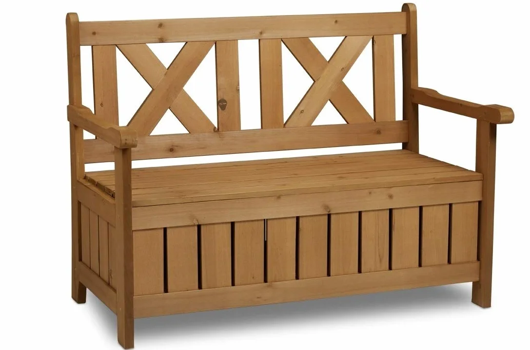 Banc de Jardin Bois avec Coffre de Rangement intégré