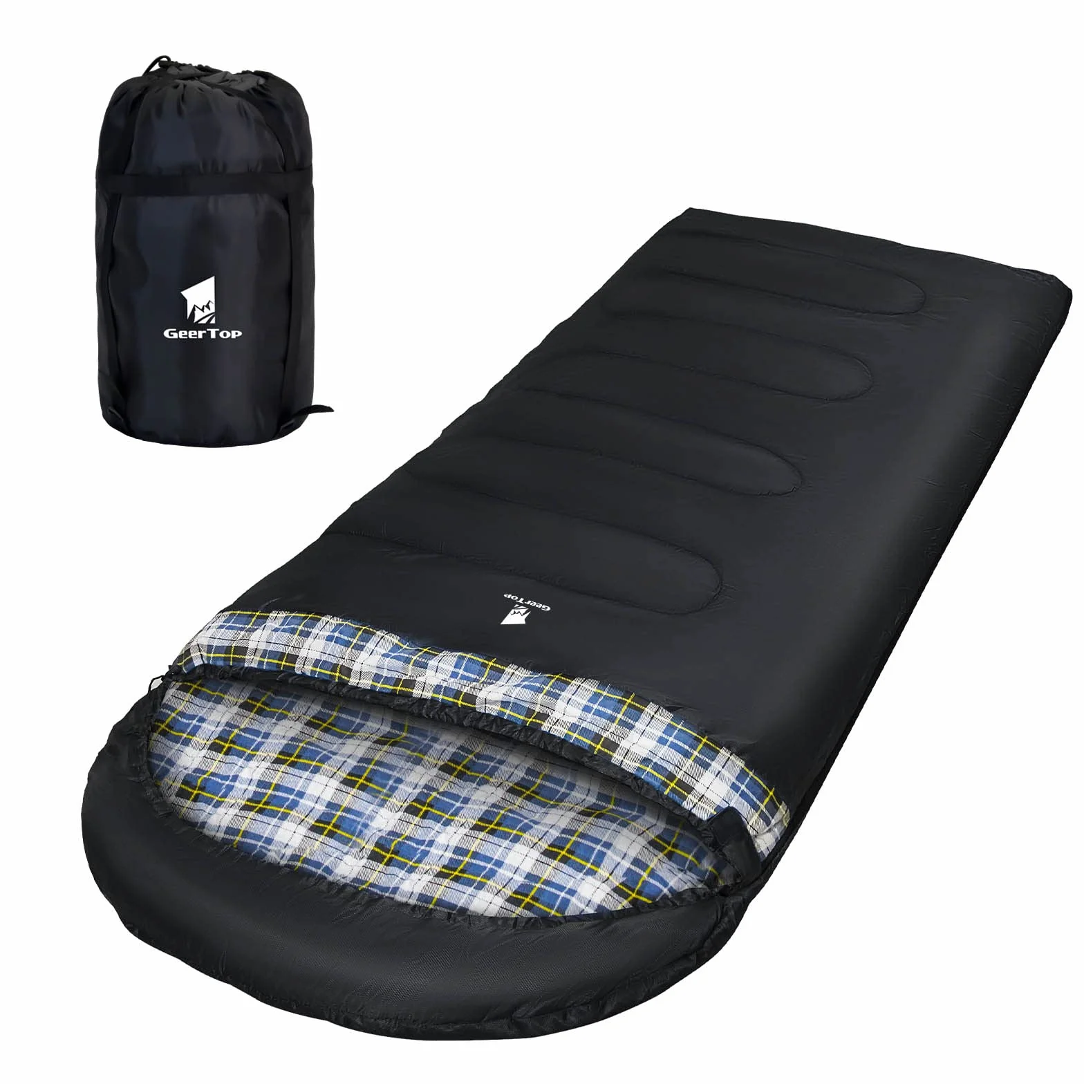 GEERTOP Sac de Couchage Adulte XXL 220 x 110cm, Sac de Couchage Hiver avec Sac de Compression Randonnee, Portable Léger pour Camping Trekking Les Activités de Plein Air