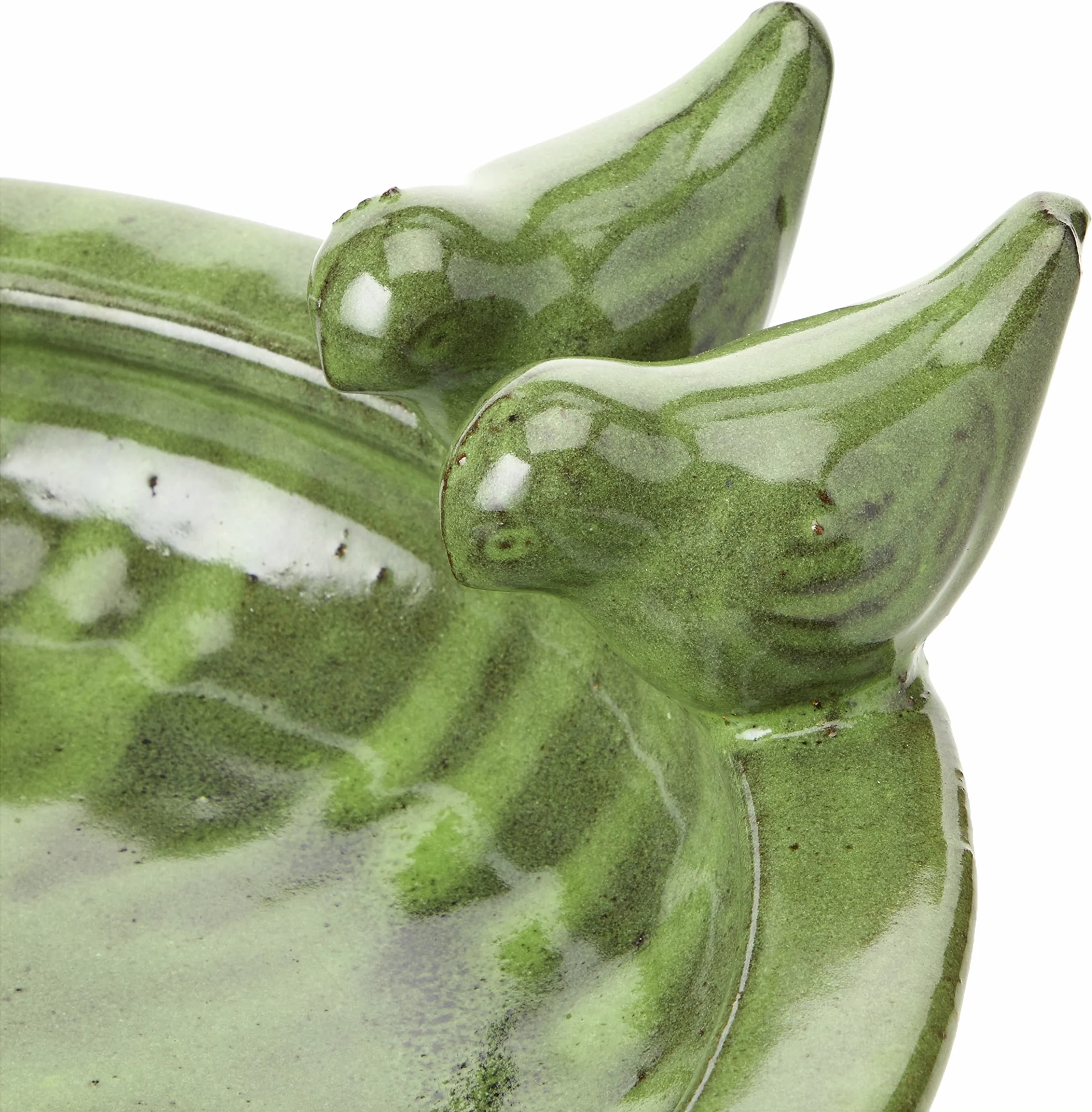 Esschert Design FB489 Bain d'oiseau Rond en céramique Vert 10,9 x 32,9 x 30,7 cm