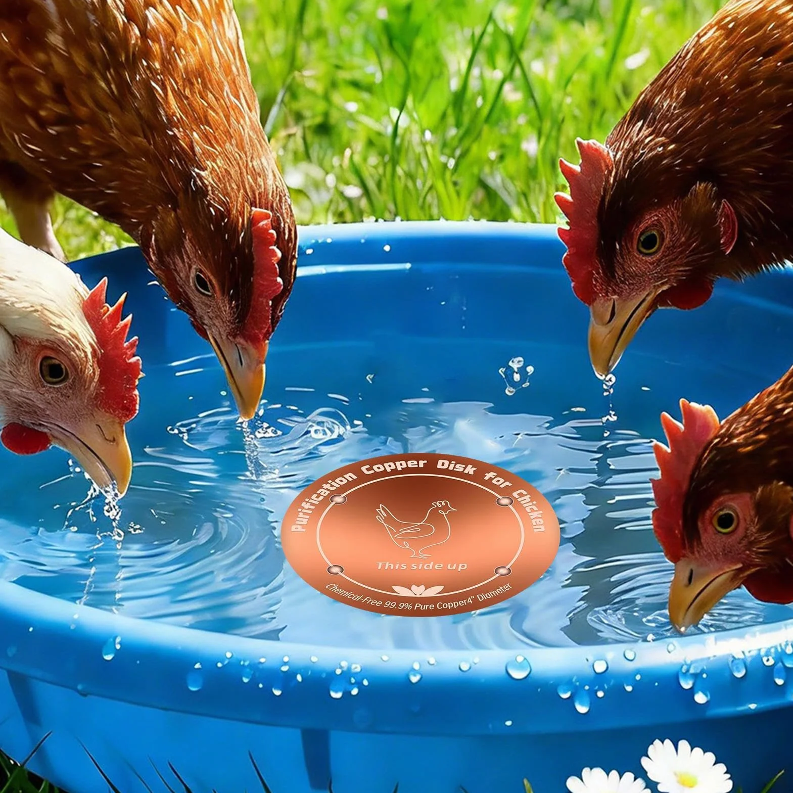 Copper Cleaning Disc 4 Inch Bird Bath Water Purifier Long Lasting for Garden Fountains