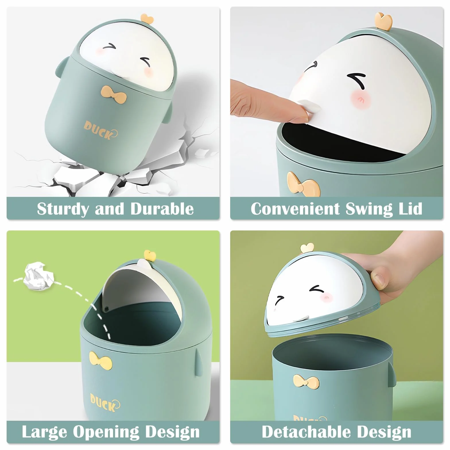 Mini Poubelle avec Couvercle, Mignon Poubelle de Bureau en Dessin Animé, Mini Poubelle de Table