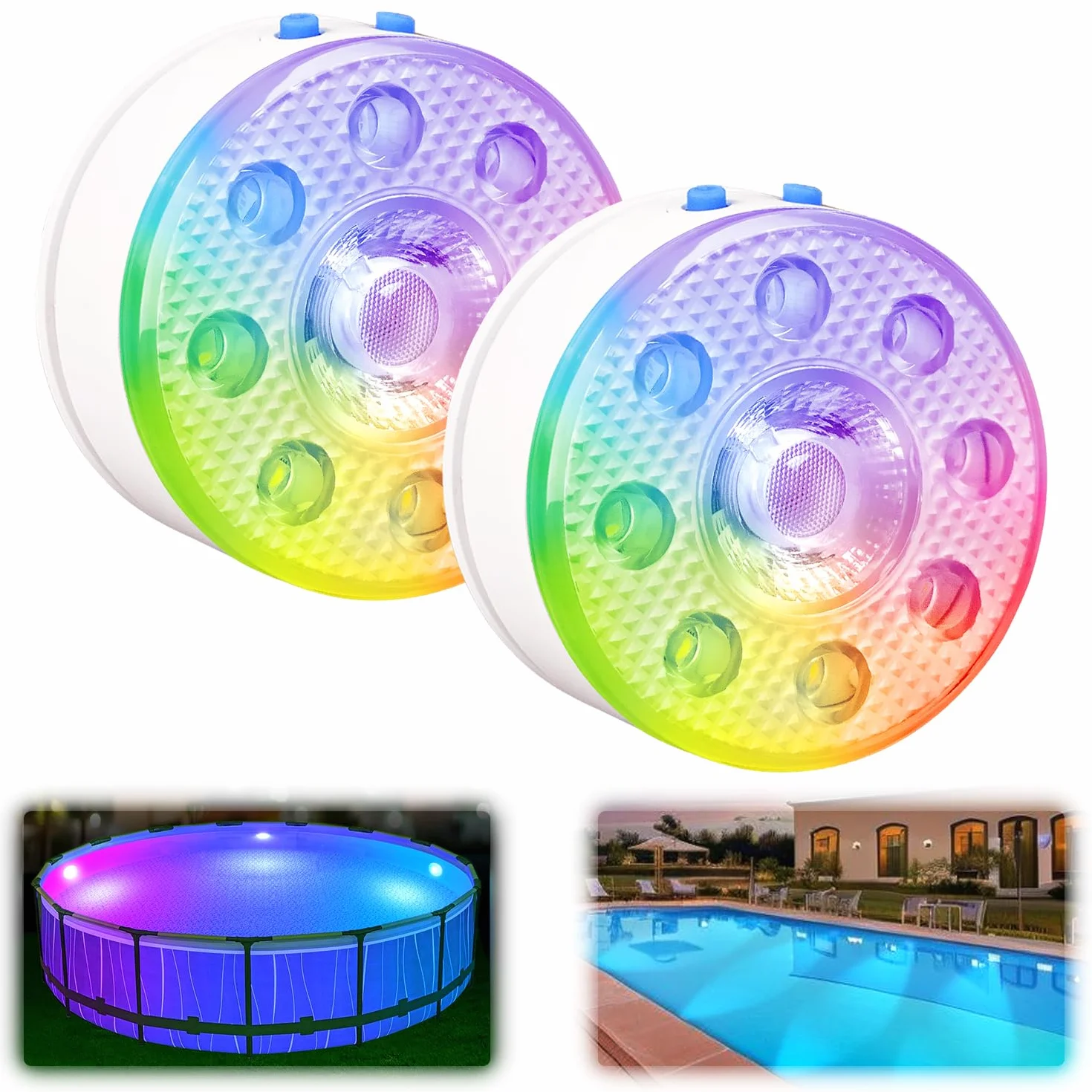Lampes sous-marines LED RVB magnétiques submersibles 16 couleurs 9 modes pour piscines hors sol et creusées