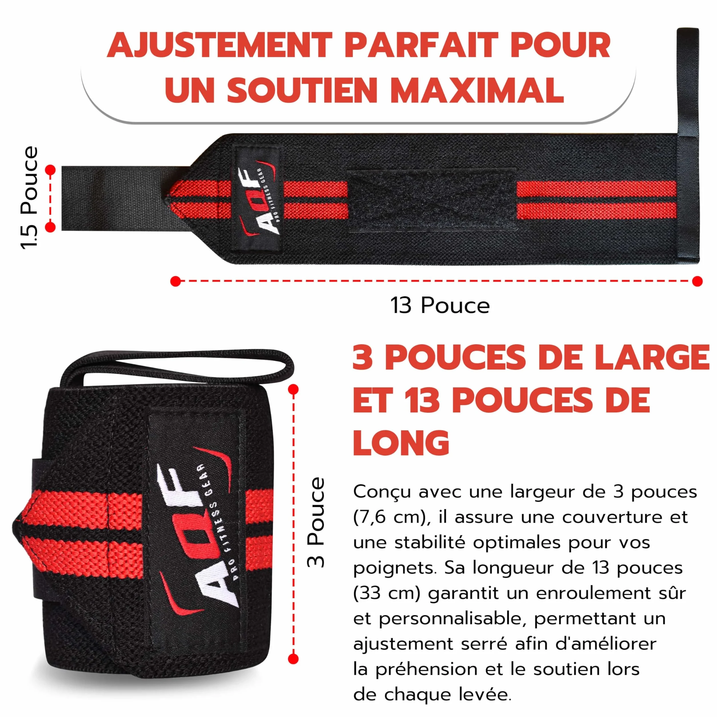 AQF Bande Poignet Musculation - IPL USPA Approuvé Protege Poignet (Paire) - Serre Attelle Poignet De Force Musculation Prennent Sangles Pour fitness, Bodybuilding, Musculation