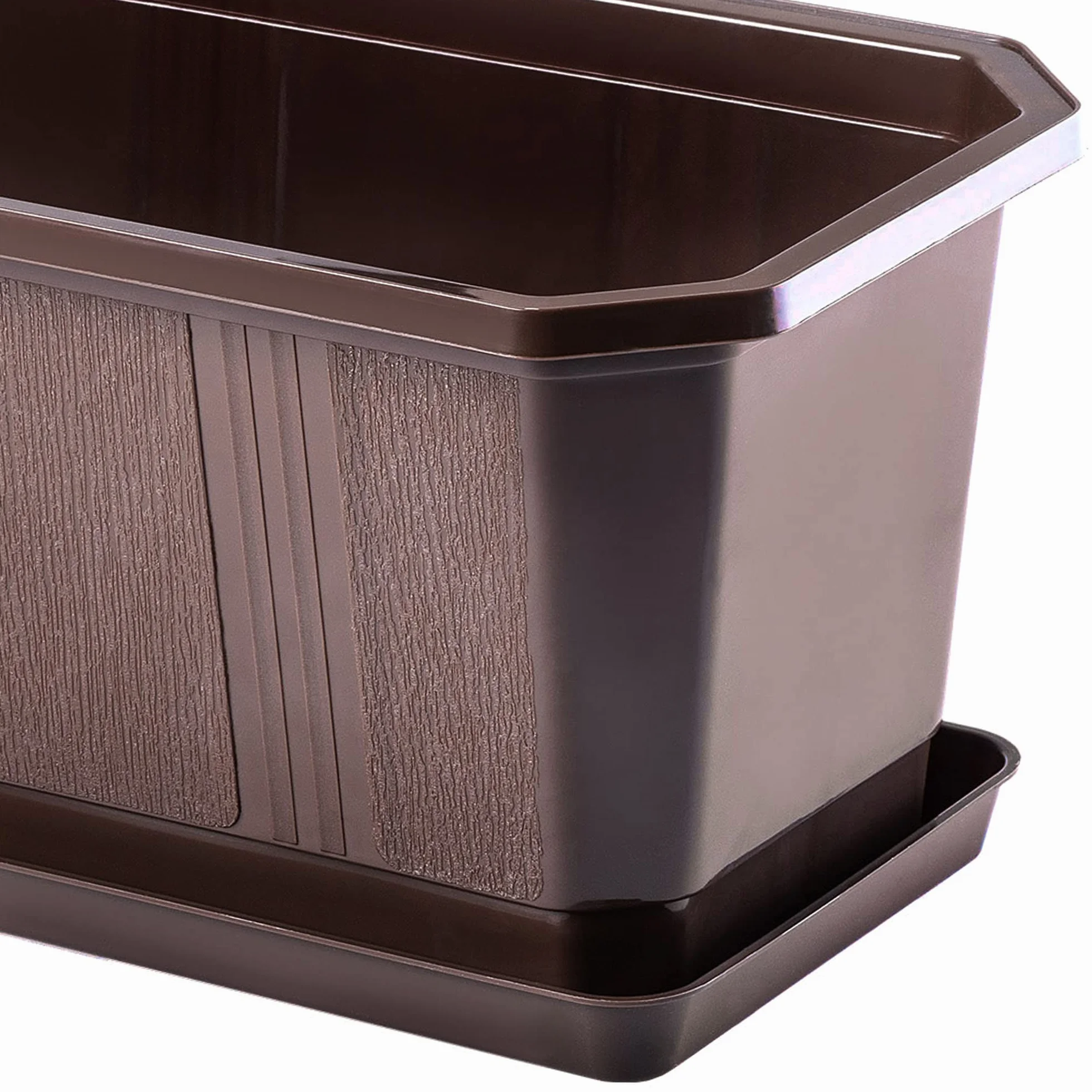 KADAX Lot de 4 jardinières en Plastique 40 cm Marron pour Balcon