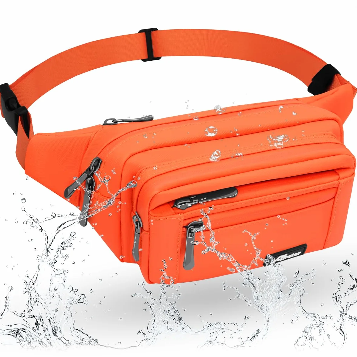 REETEE Sac Banane Homme Imperméable Sacoche Banane avec 5 Poches et Sangle Réglable, Grande Capacité Sac Banane pour Homme Femme Voyage Randonnée Pochette Ceinture (A-Orange)