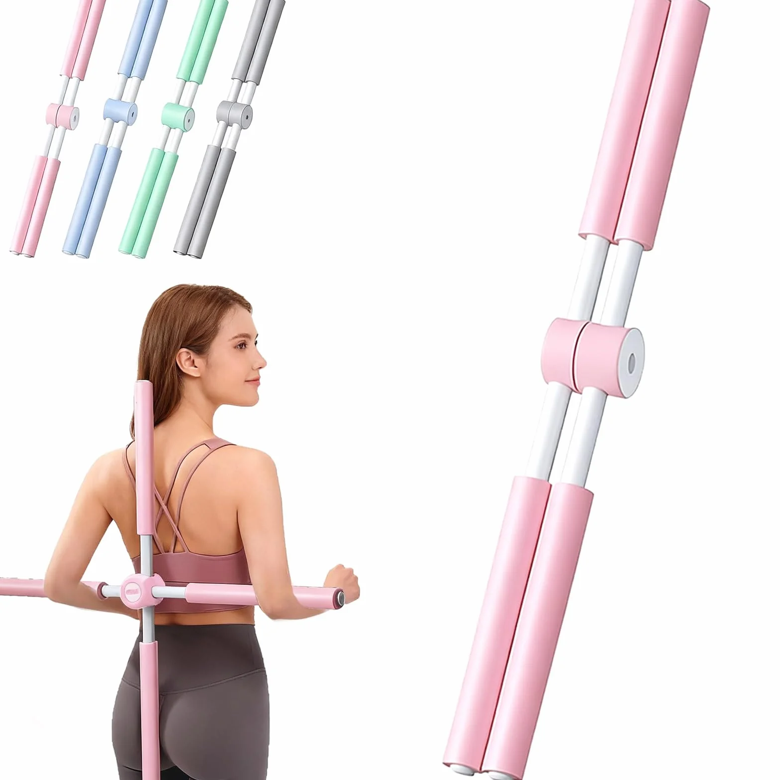 Barre de yoga correcteur de posture, correcteur de posture et entraîneur de posture | 80 cm | Barre dorsale 2 en 1 pour yoga, gymnastique, entraînement du dos | Mousse antidérapante pour adultes et