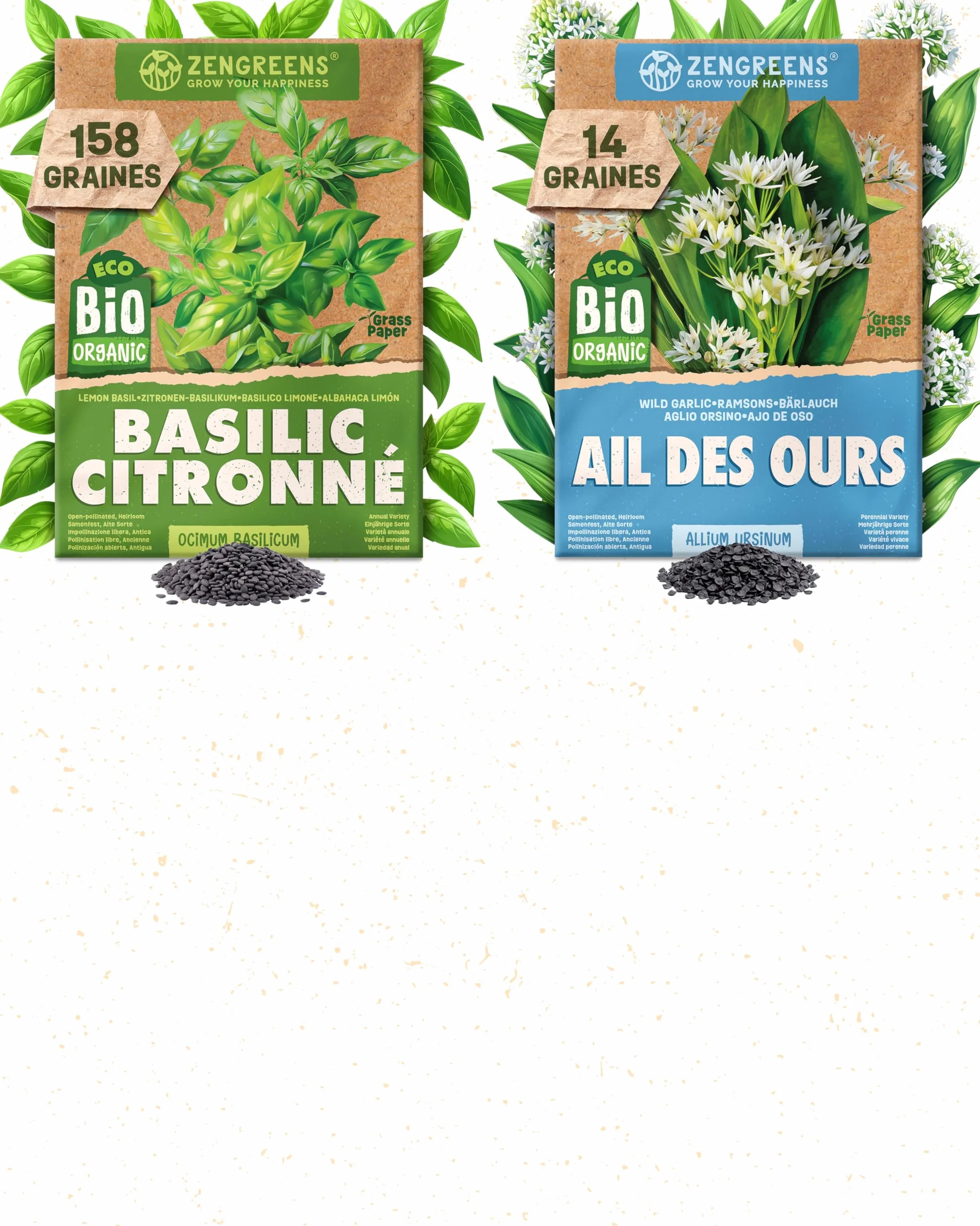 Kit de graines de herbes aromatiques bio 25 variétés ZenGreens® pour jardin balcon jardinière