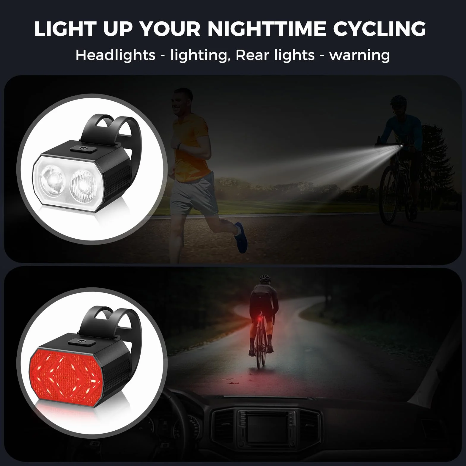 Blendura Lampe Velo LED Lumiere Velo Avant et Arriere Rechargeable par USB Éclairage Lampe Velo Étanche Lumière Vélo Convient à la Plupart des vélos