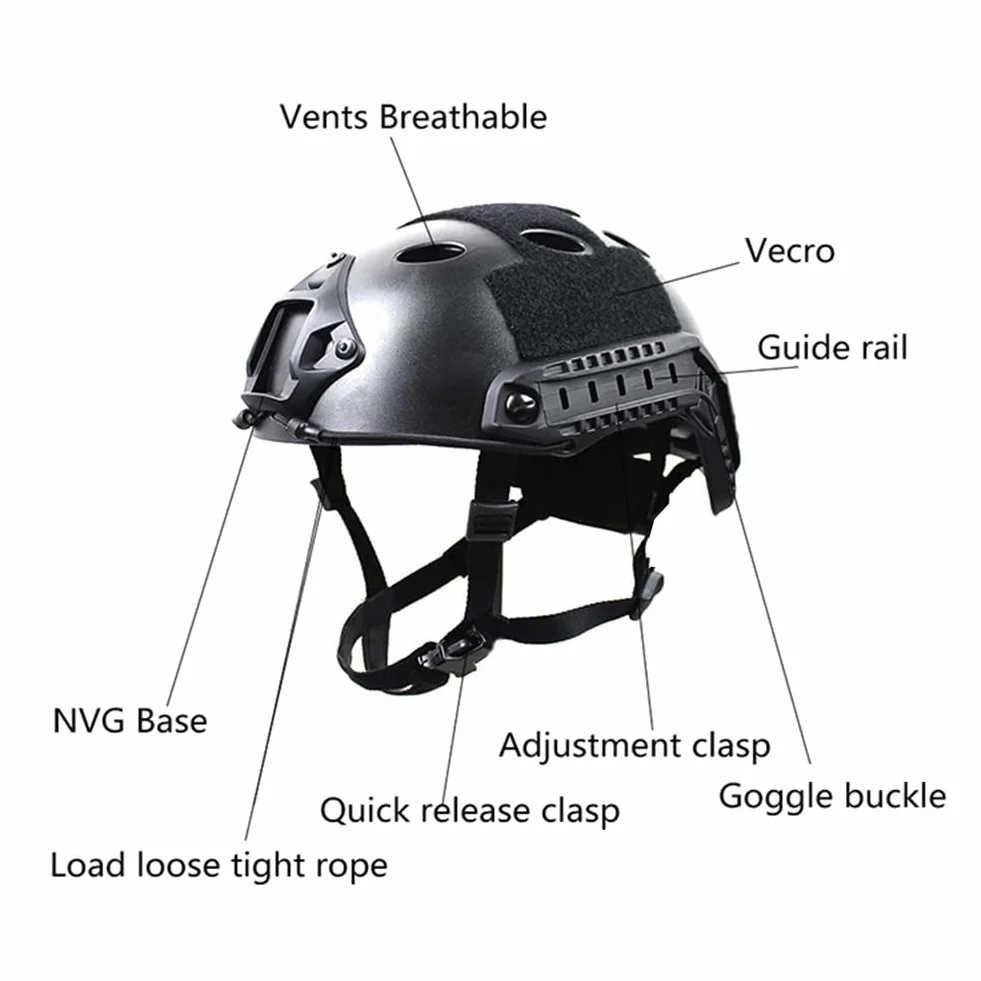 Casque Tactique Airsoft Masque Intégral Lunettes Amovibles Support NVG Rail Latéral