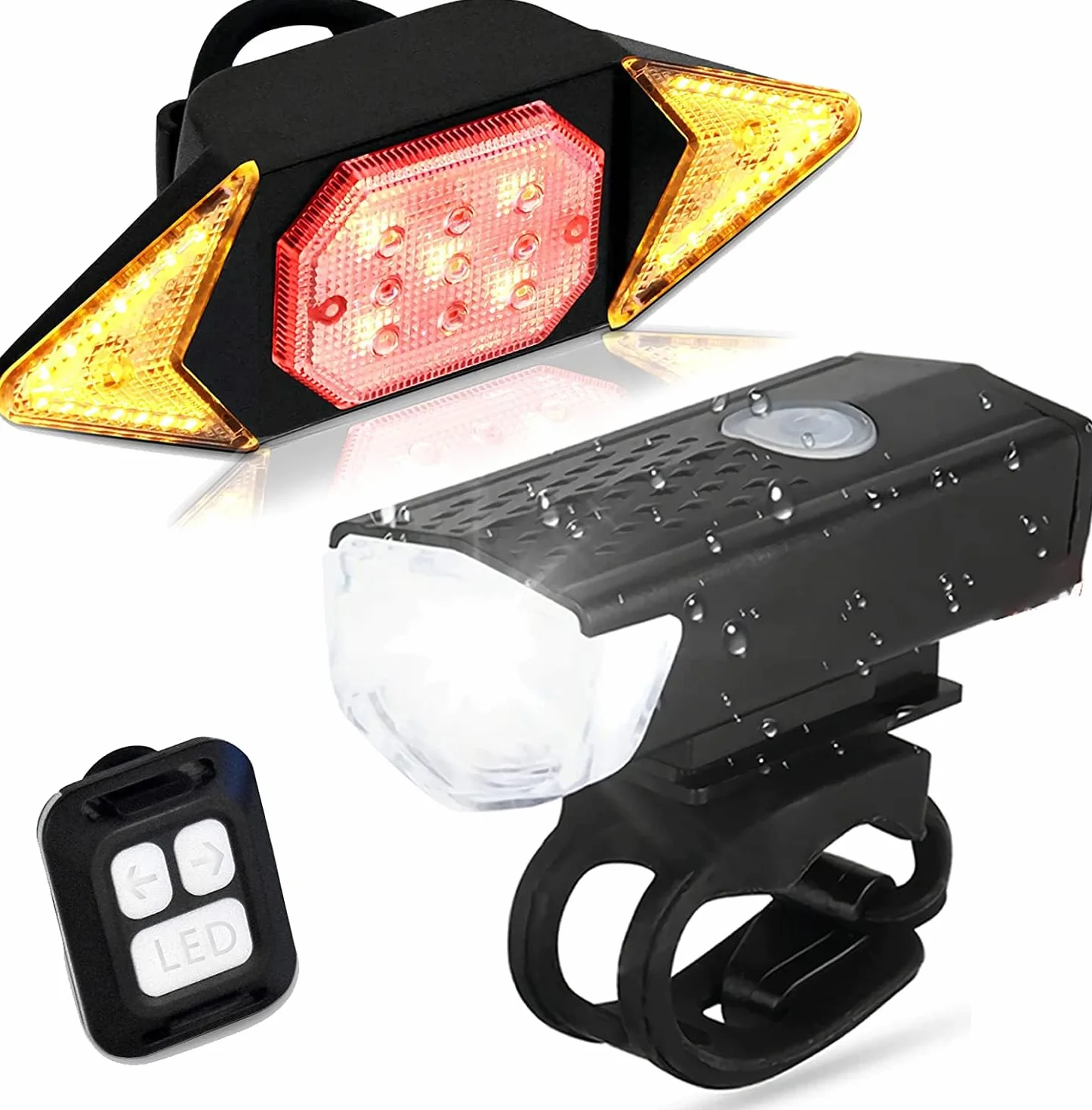 feu arrière de vélo Clignotants étanches feu d'avertissement de Frein avec télécommande sans Fil Feux arrière de vélo Rechargeables intelligents