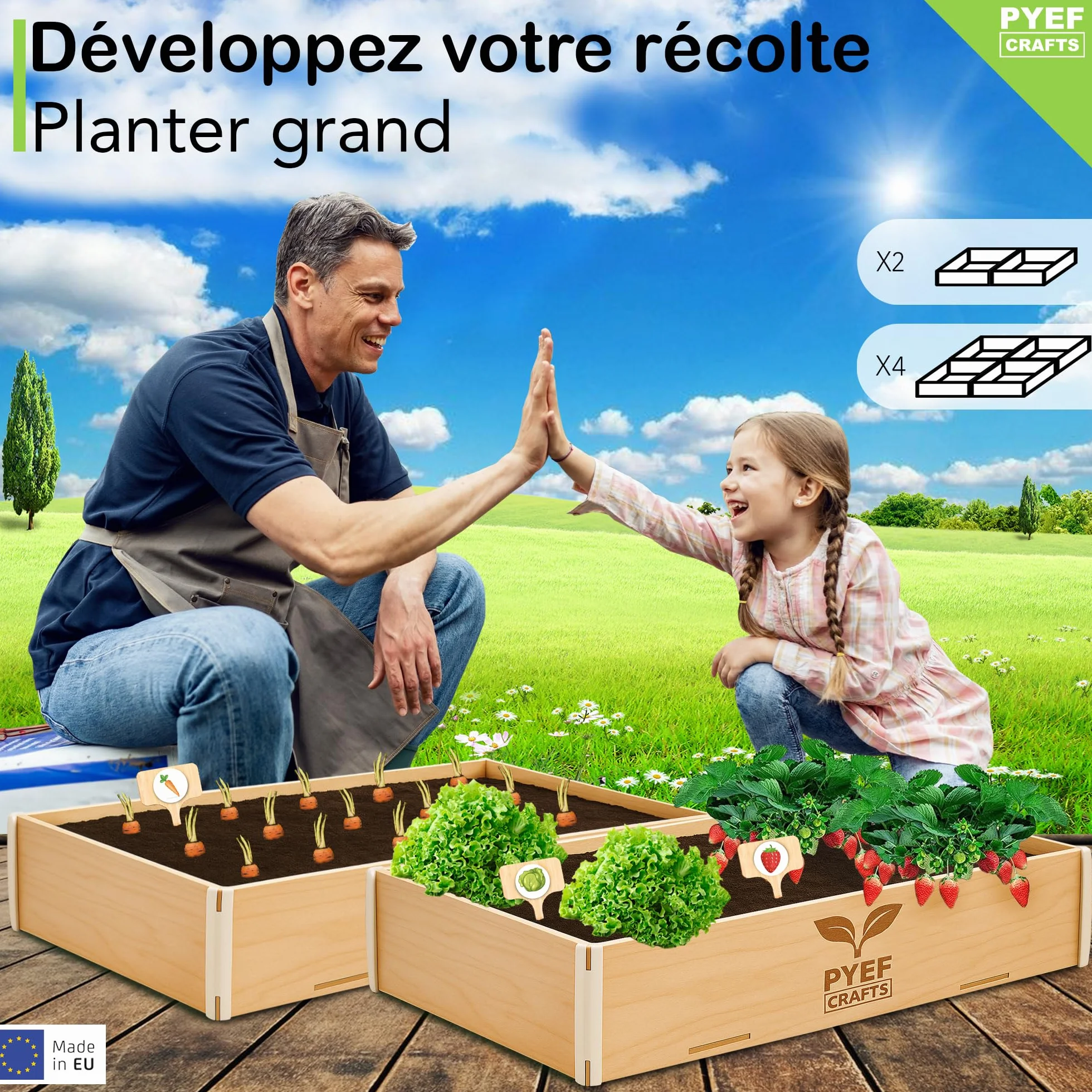 Kit Jardinage Enfant Plante à Faire Pousser - Prêt à Pousser Intérieur - 4 Variétés de Graines Potager