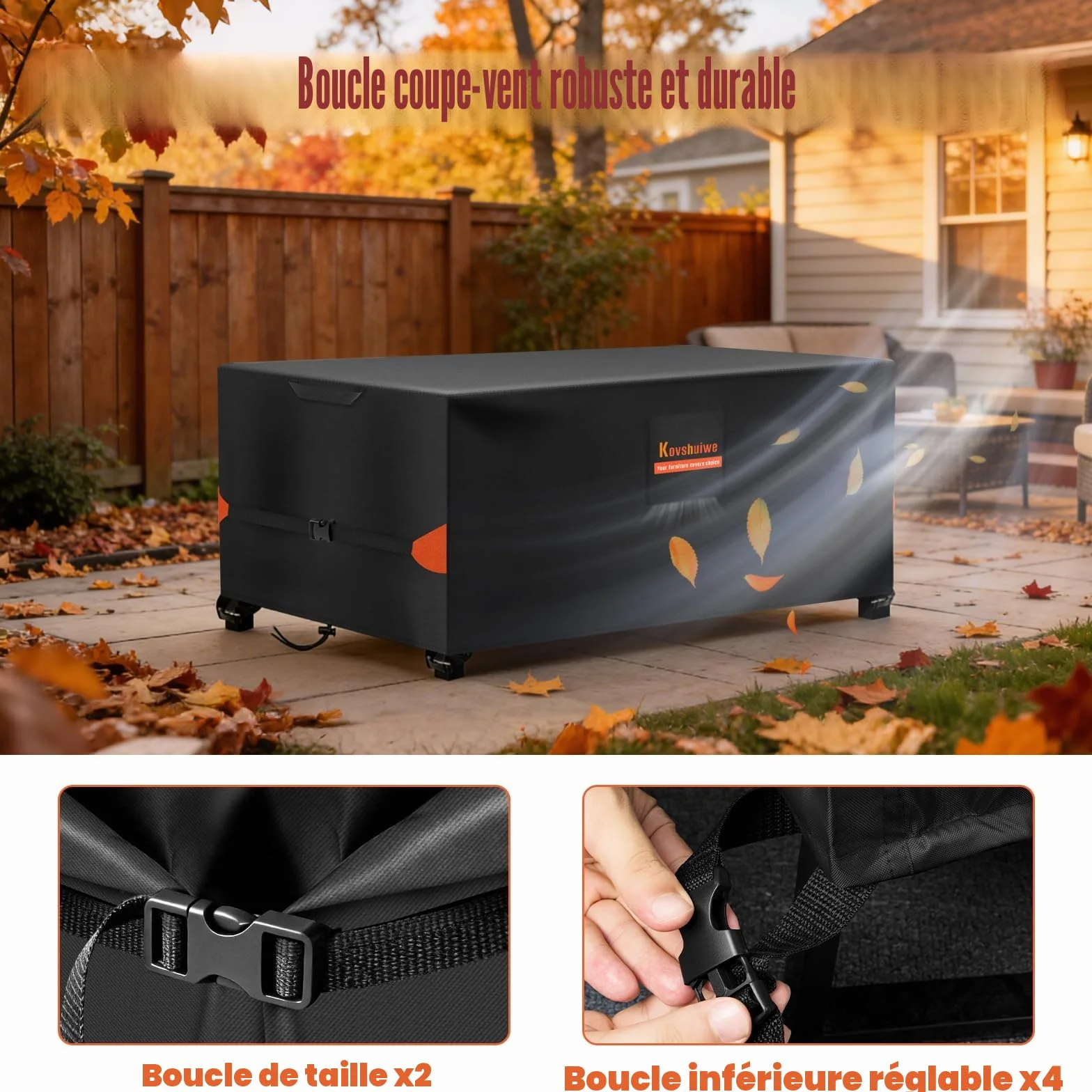 Kovshuiwe Housses de meubles de jardin 180x120x74cm Imperméables Anti-UV Tissu 420D Oxford