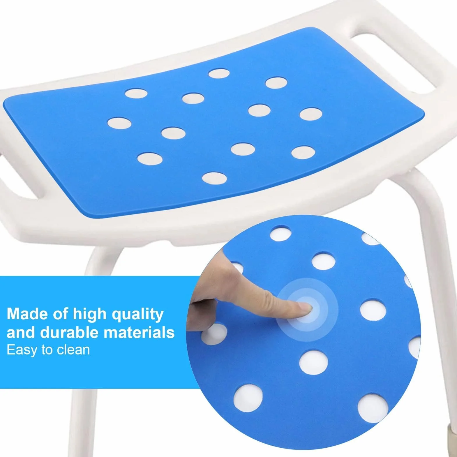 Coussin de Chaise de Douche Imperméable Antidérapant avec Trous d'Évacuation Tapis de Siège de Bain en Mousse