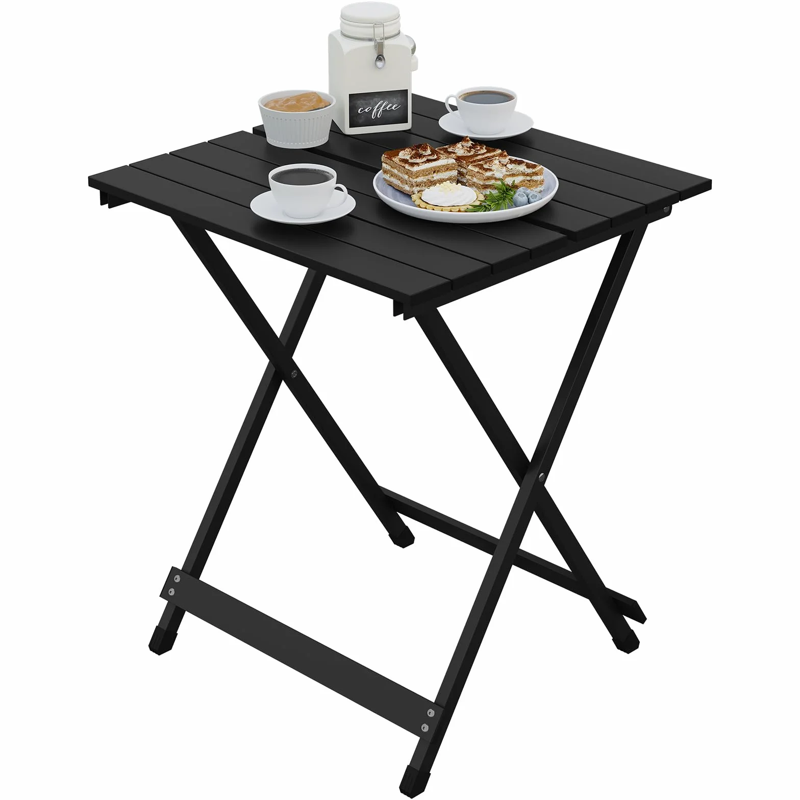 WOLTU Table de Camping en Aluminium Pliante 50,5x47x59,5cm Noir