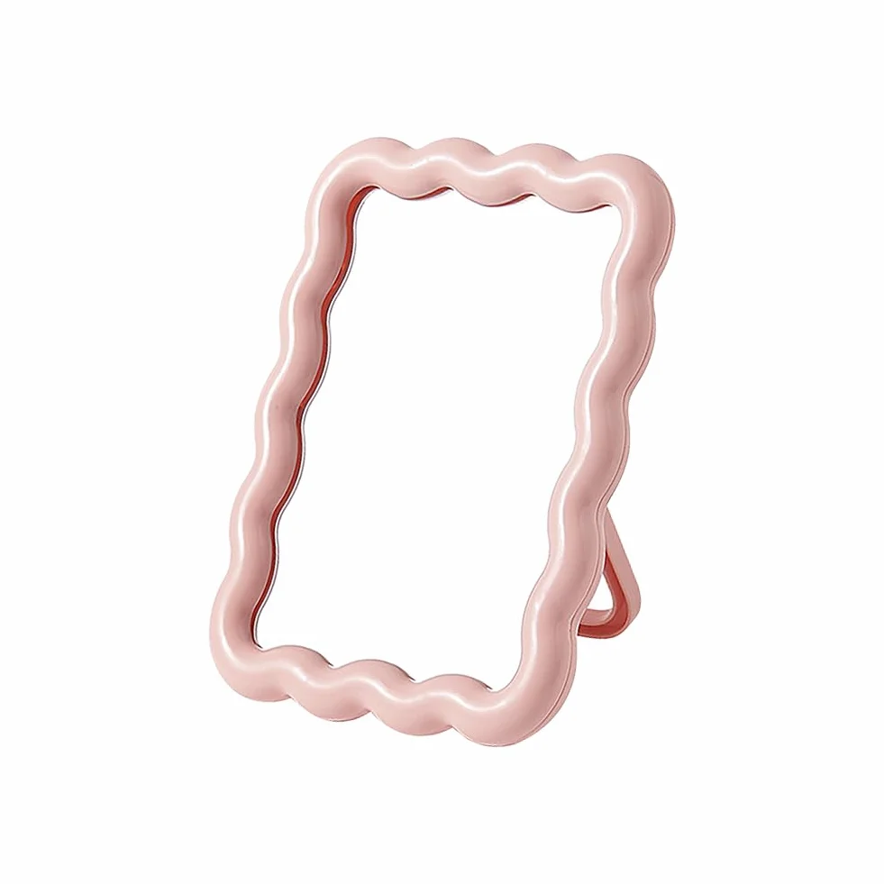Miroir de Maquillage de Table Wave Pliable - Miroir de Bureau Esthétique Portable