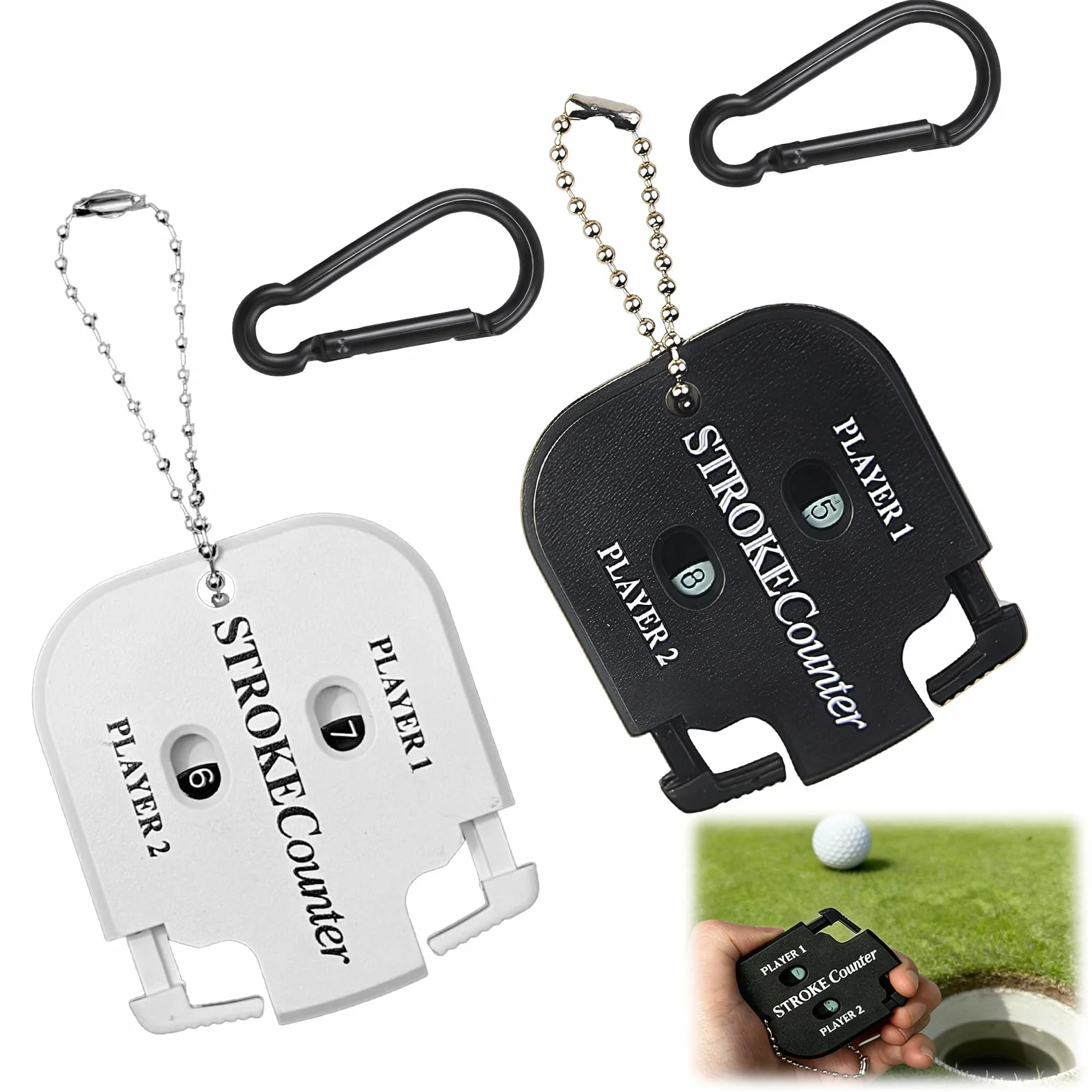 Compteur de Score de Golf Portable 2 Pièces avec Mousquetons