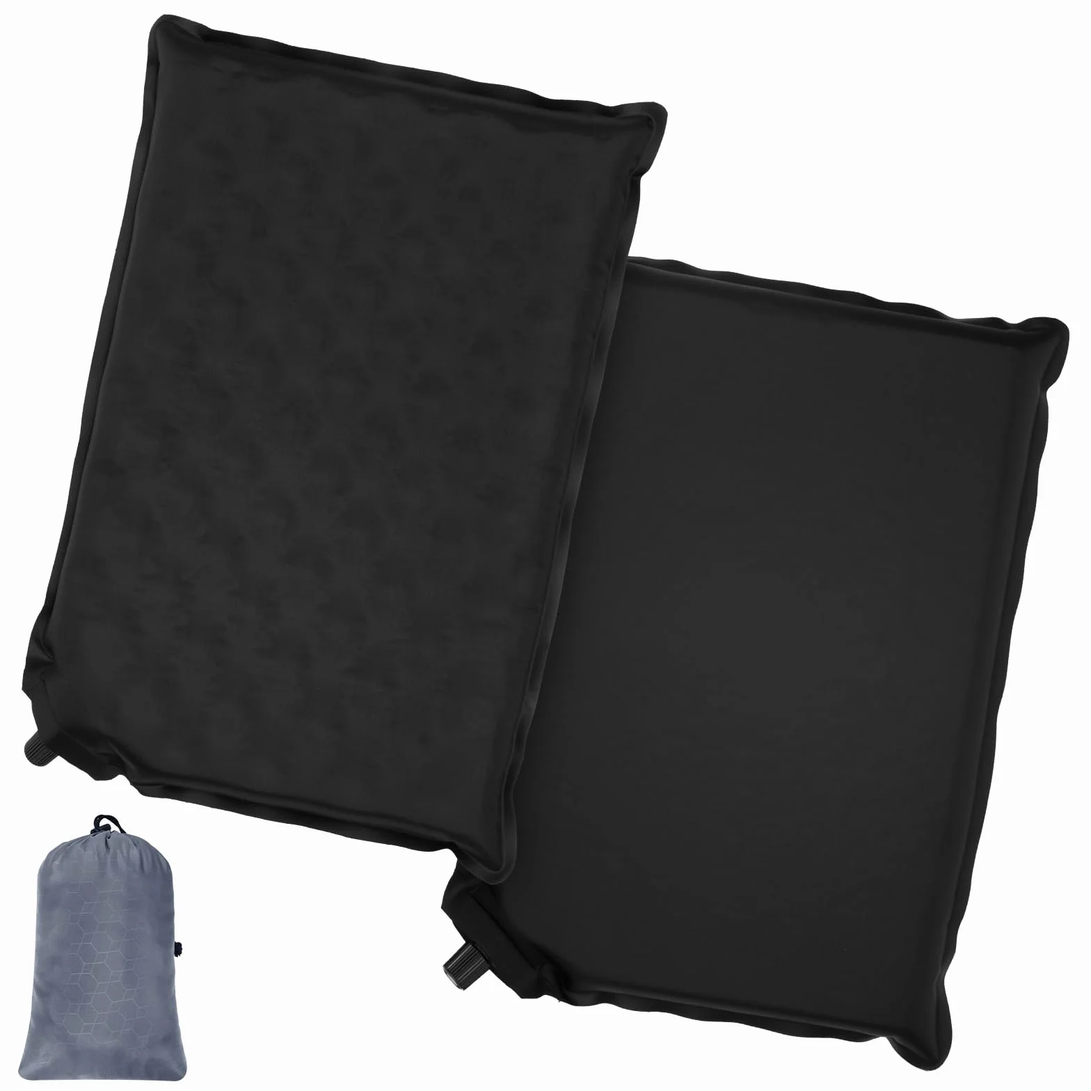 AUYAO Coussins Siège Gonflable, Coussin d’Assise Automatique avec Sac, Coussin de Stade - Étanche Portable et Léger - Anti-Déchirure et Usure, pour Camping la Maison Coussin de Concert（Noir）