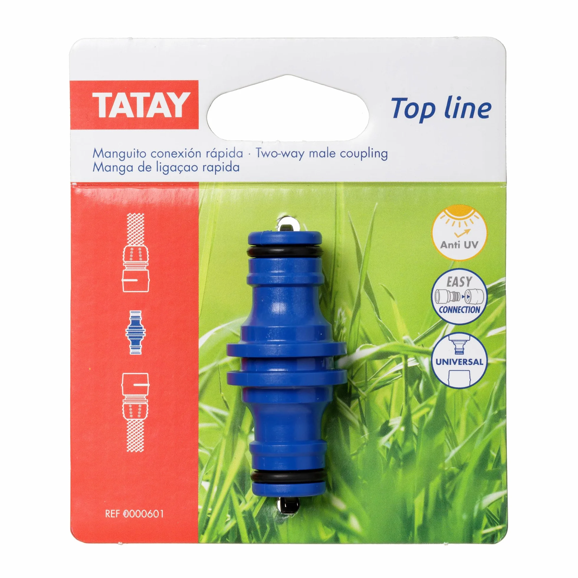 Tatay Connecteur Double Male Plastique Bleu 2,6 x 5,7 cm