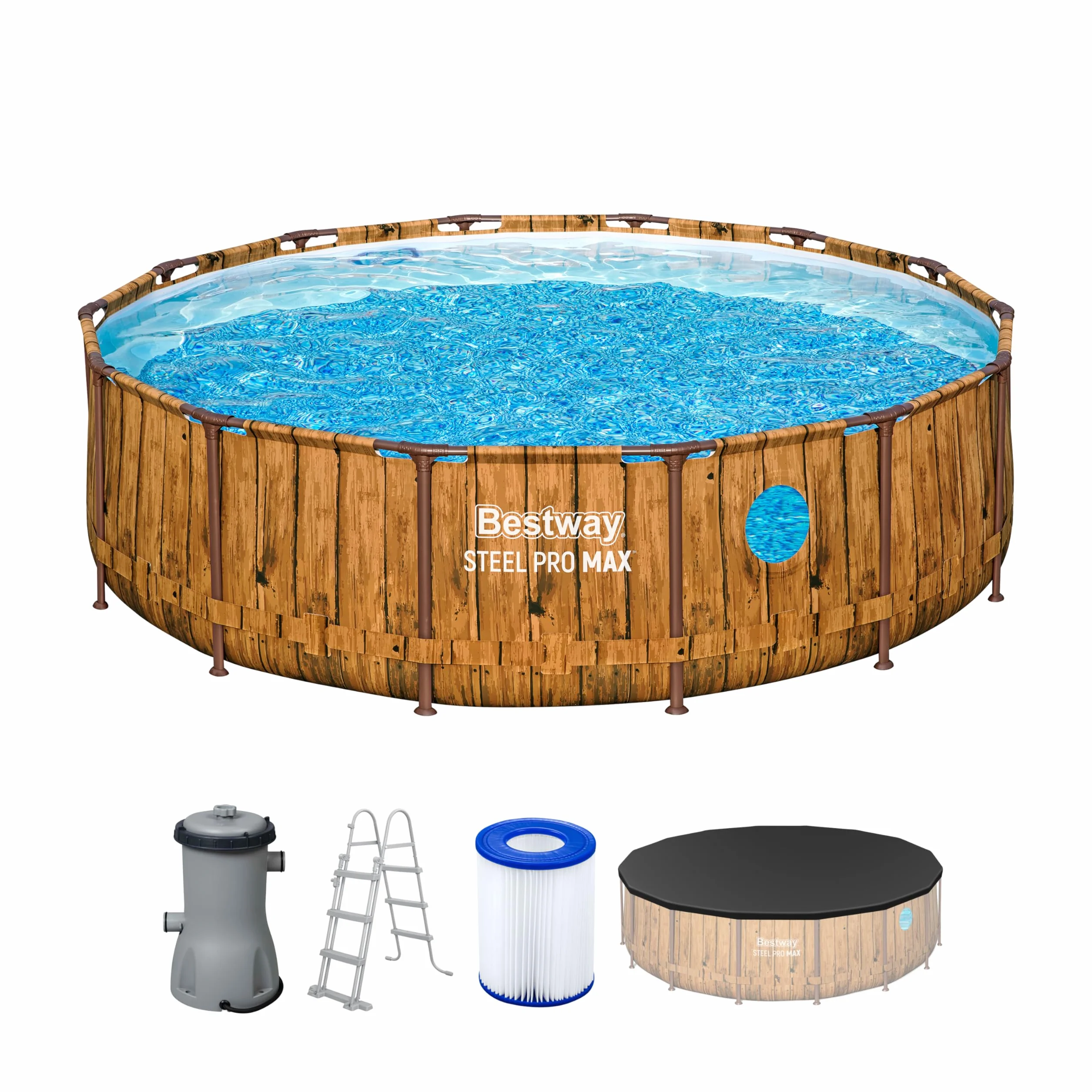 Bestway Steel Pro Max Splashview Kit Piscine Hors Sol Ronde 427 cm x 107 cm Marron