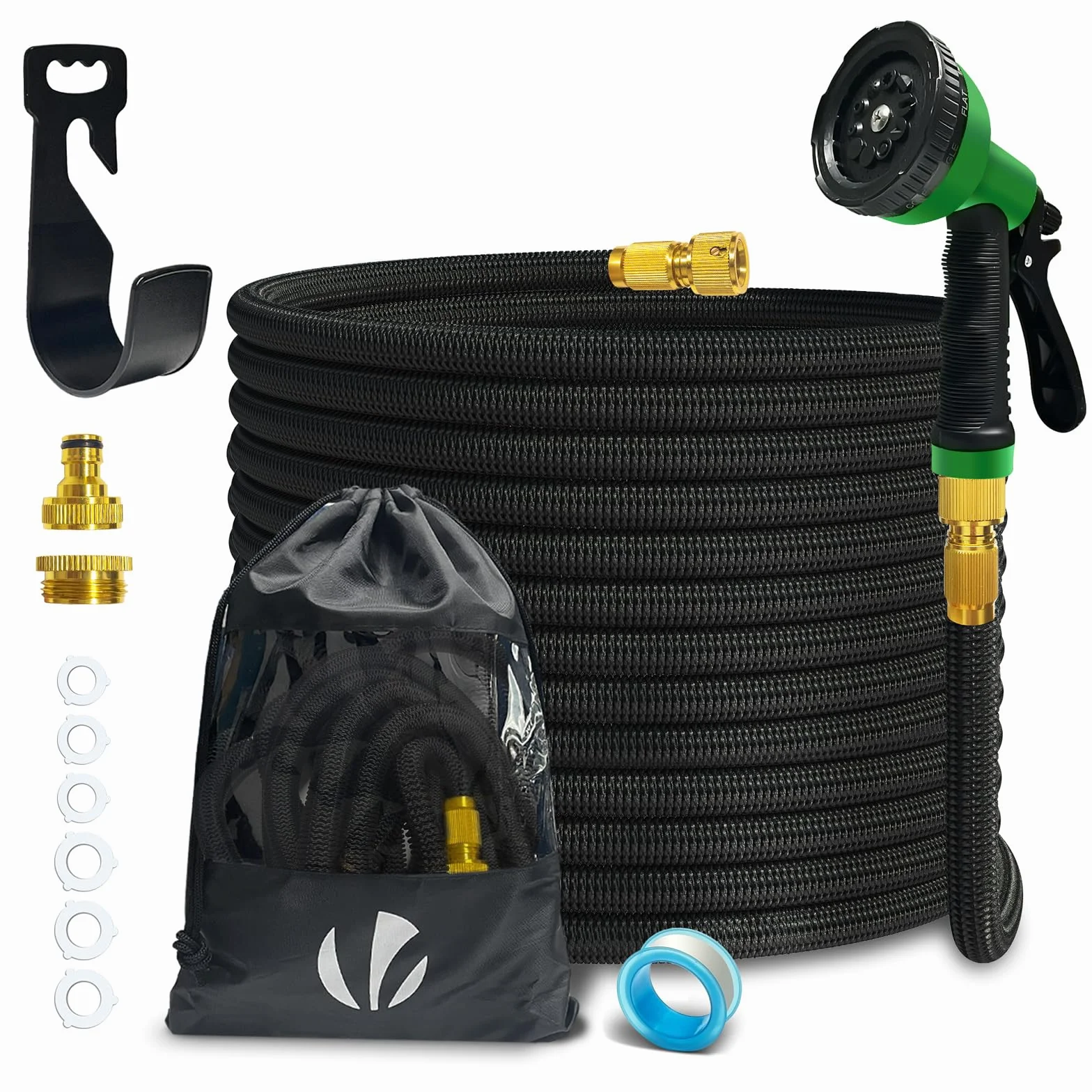VOUNOT Tuyau d'Arrosage Extensible 15m Renforcé 1/2" 3/4" 10 Modes de Pulvérisation Flexible Anti-Fuite Noir