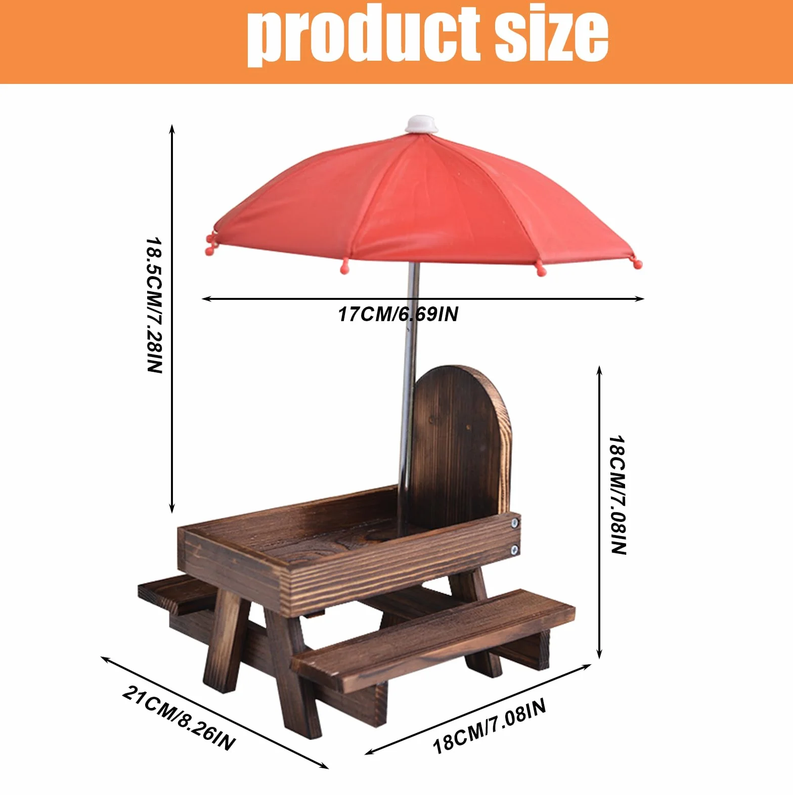 Mangeoire pour écureuils avec parapluie, table de pique-nique en bois, station d'alimentation résistante aux intempéries