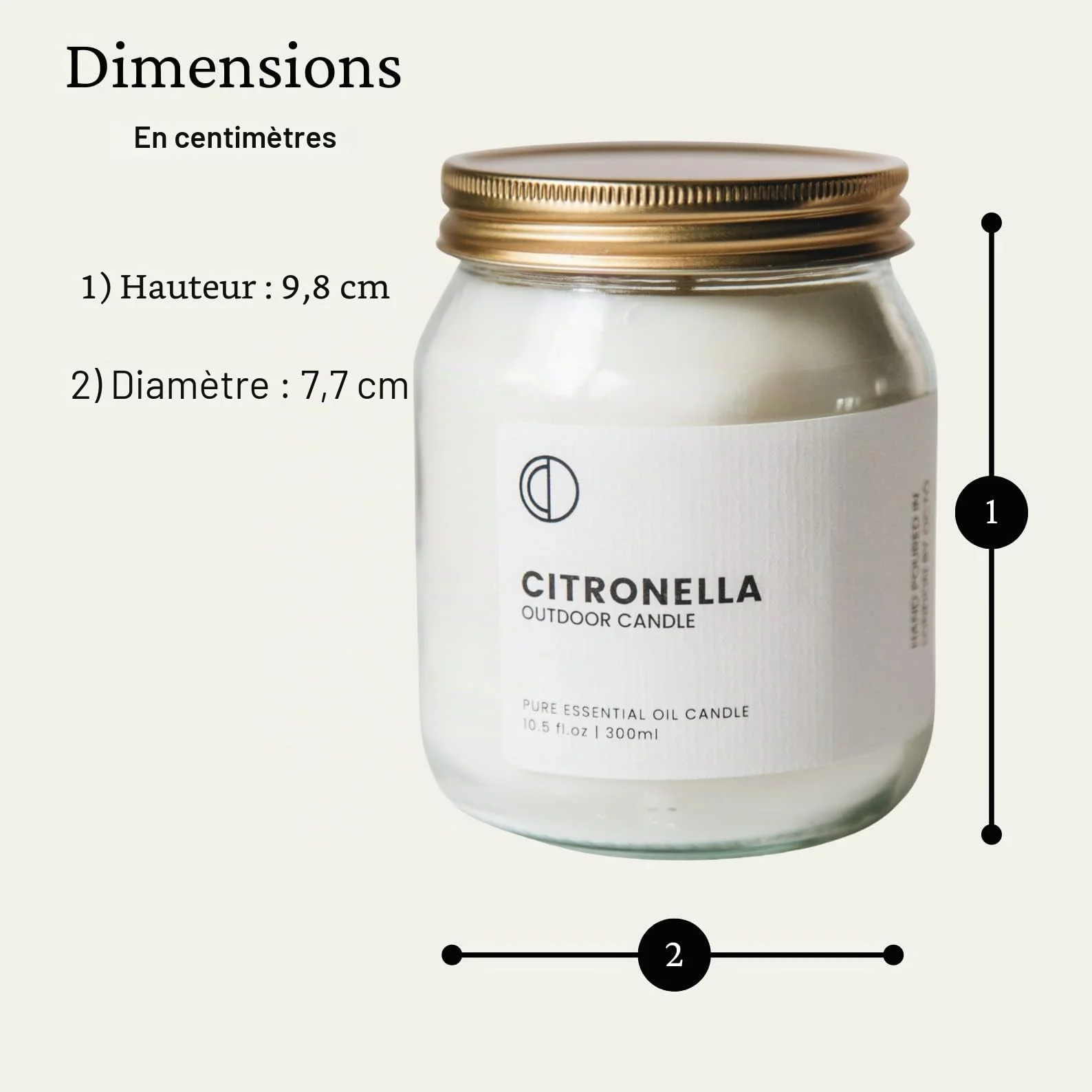 OCTO Bougie parfumée à la citronnelle 300 ml - 60 heures à la cire de soja et huiles essentielles