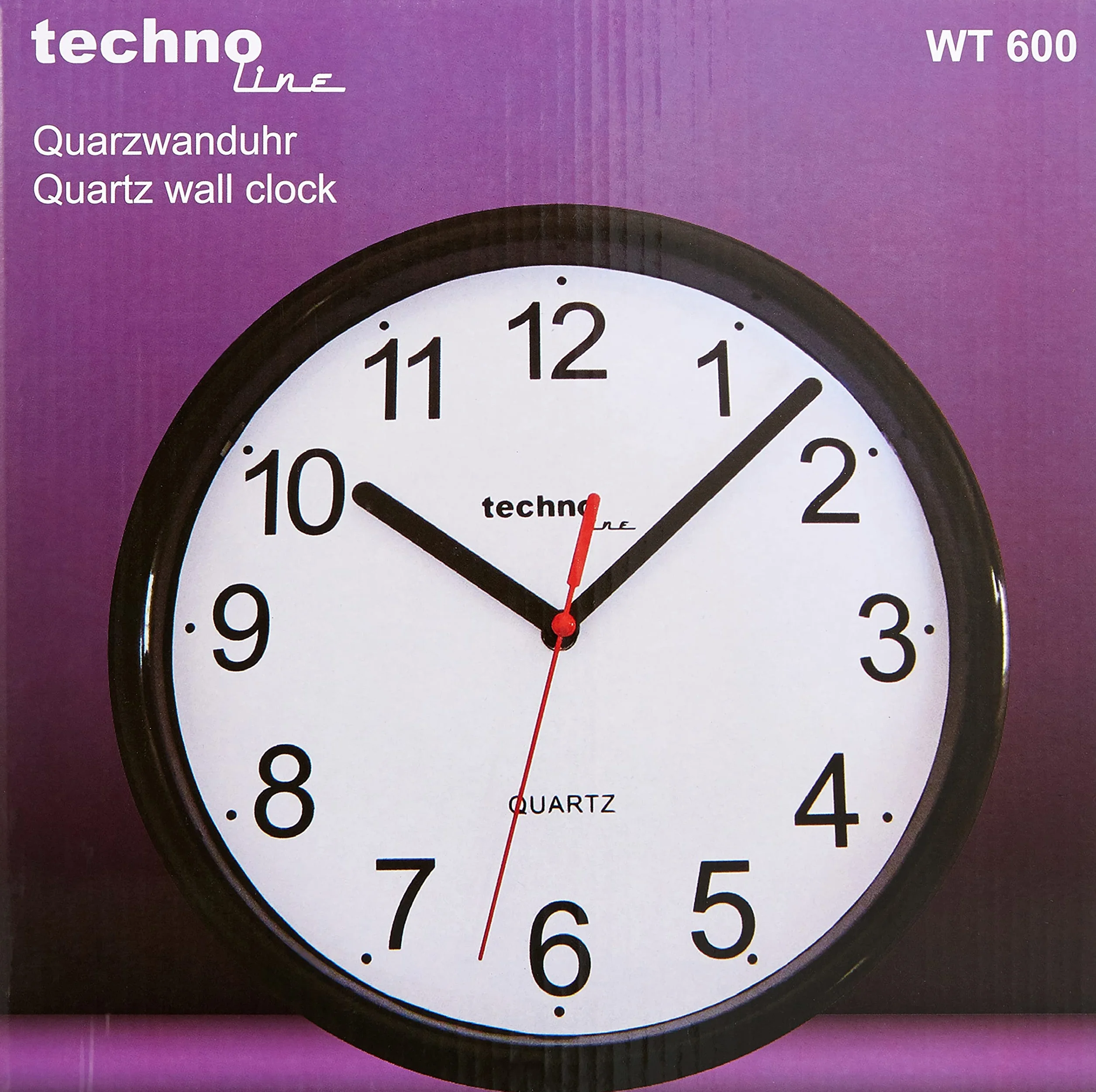 Technoline WT 600 Horloge murale à quartz Noir