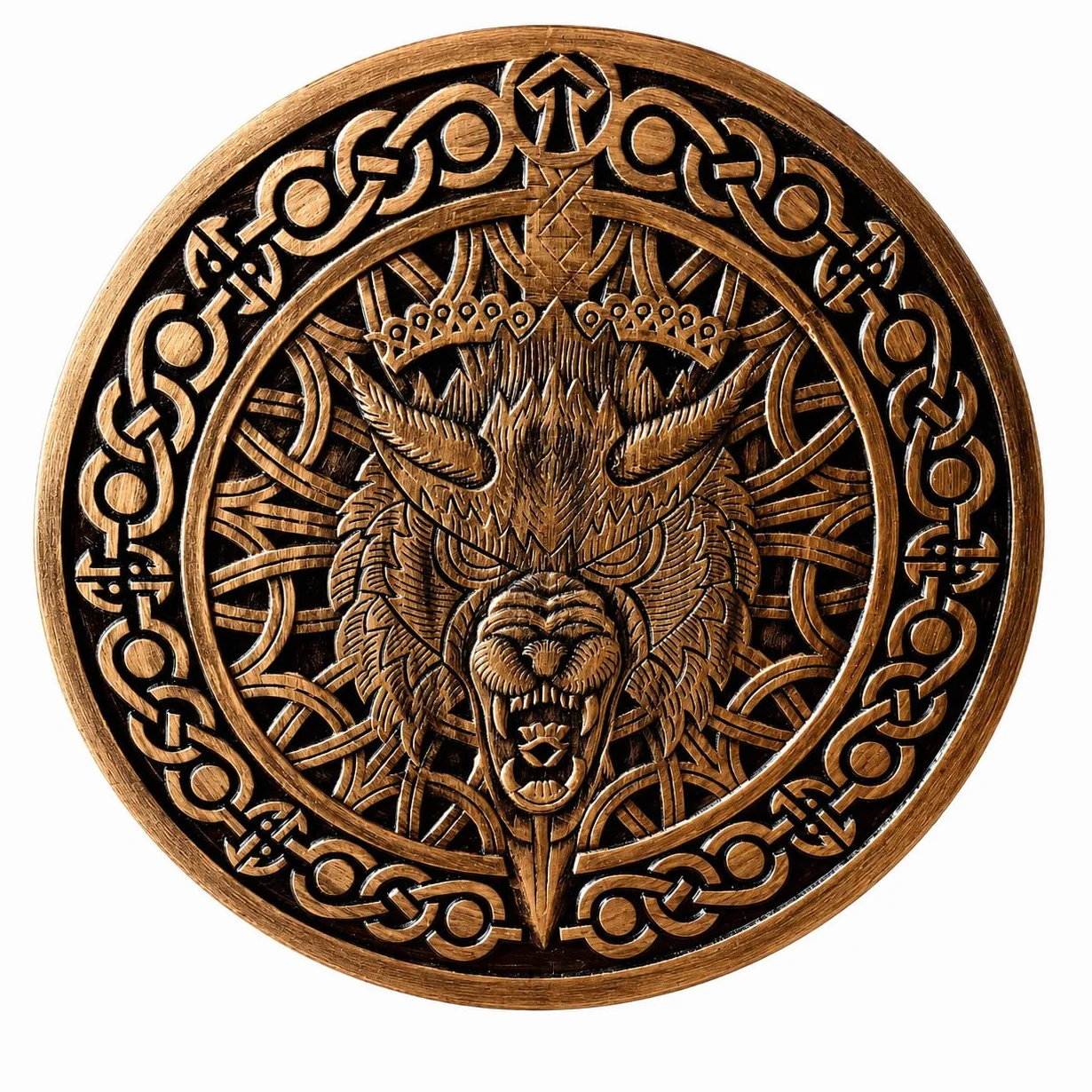 Nautical Replica Hub Bouclier de loup viking rond fait à la main avec motif loup 3D pour LARP, cosplay et décoration murale | Cadeau pour lui