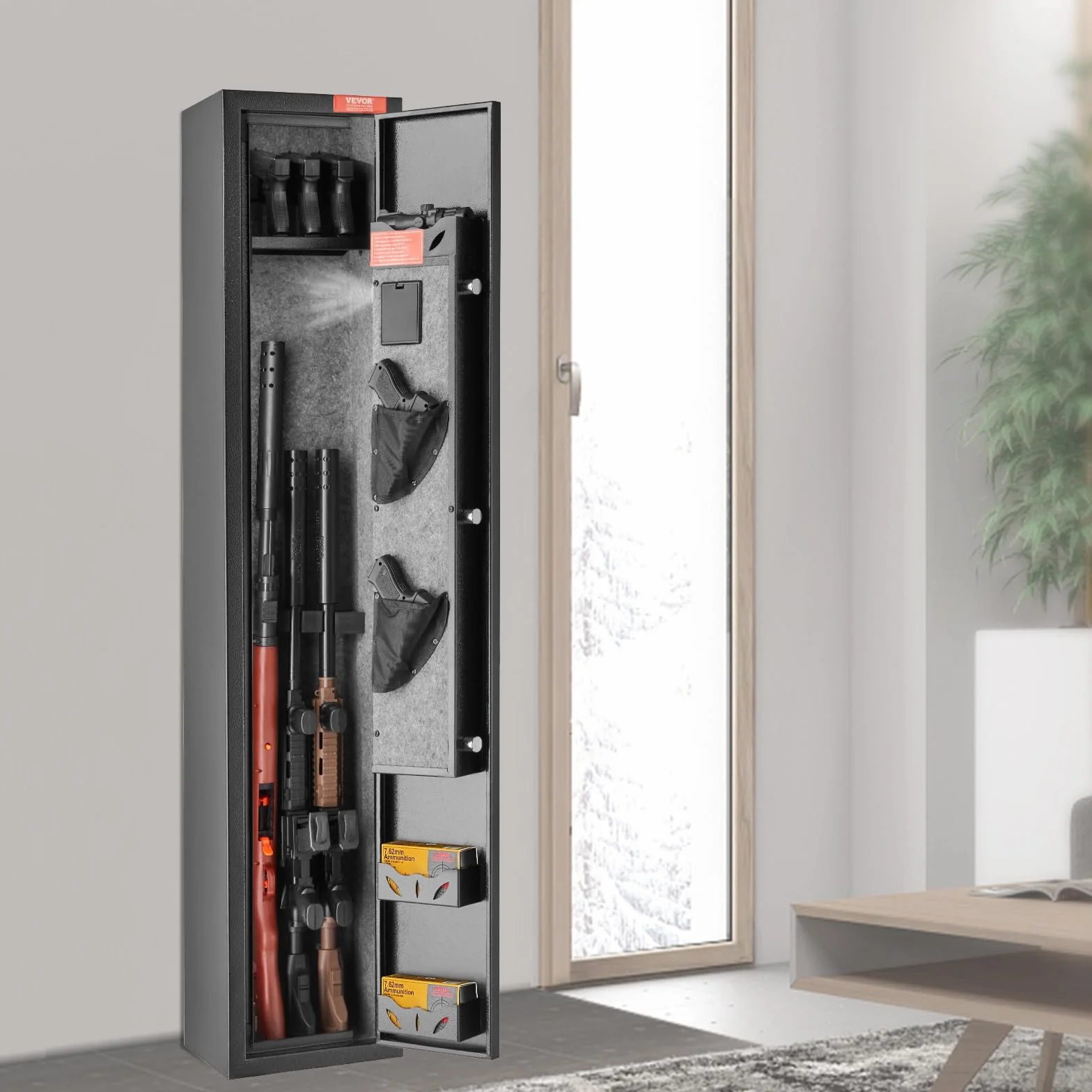 VEVOR Armoire à 2 Fusils, Coffre-fort pour Armes à Feu avec Serrure et Clavier Numérique, Rangement pour Armes à Feu à Accès Rapide avec Étagère Amovible, pour Fusils et Pistolets Domestiques