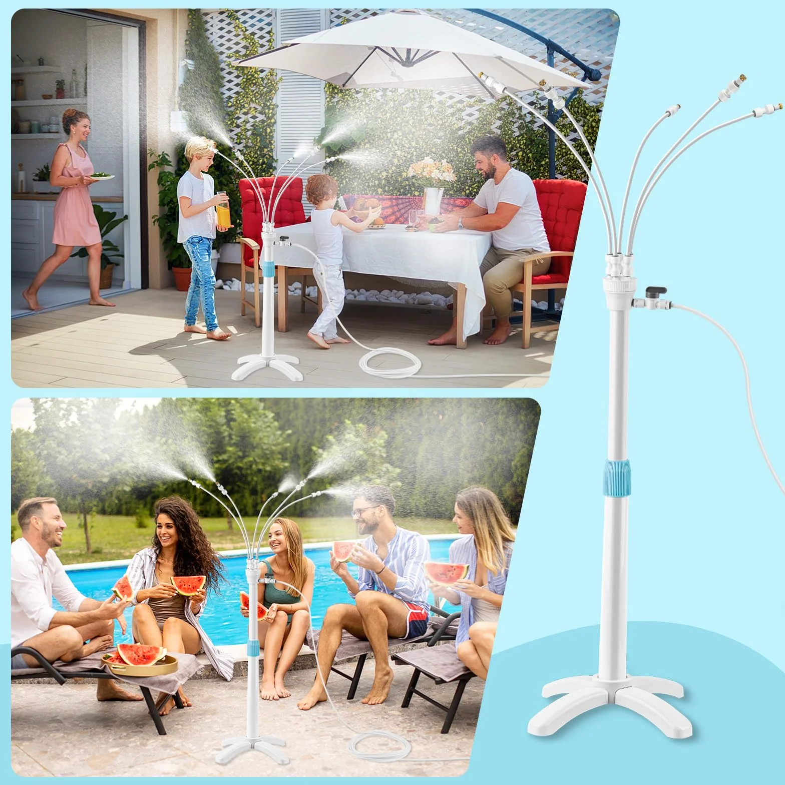 CINEMON Brumisateur de Jardin avec Douche de Jardin, Système Refroidissement par Brume Debout 5 Buses
