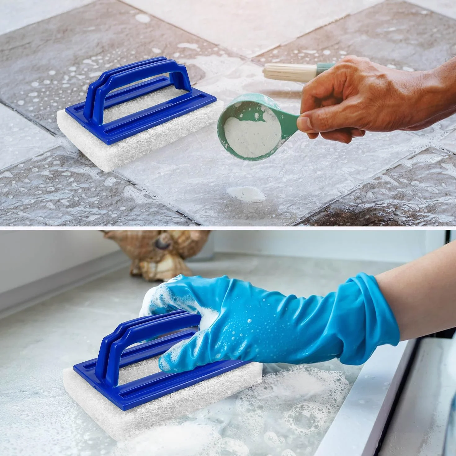 Éponge Magique Piscine Durable avec Poignée 2pcs Nettoyage Saleté Bleu