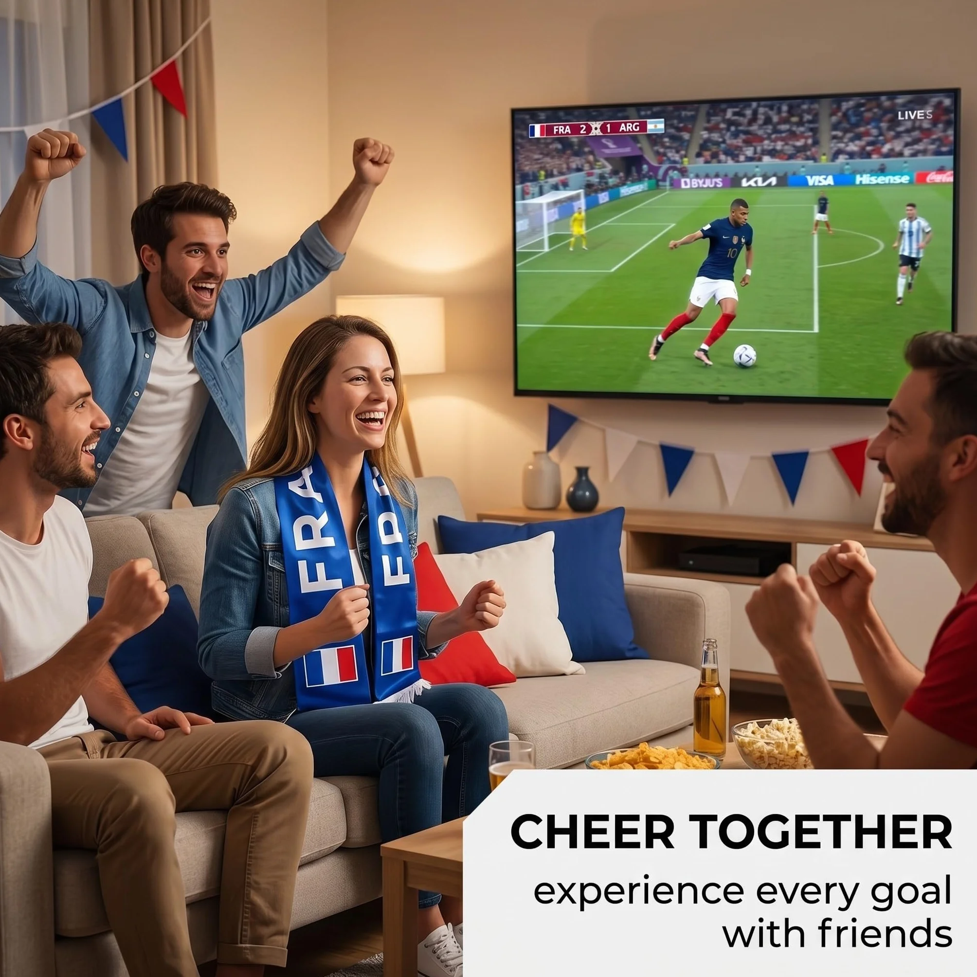 Echarpe France Bleu Blanc Rouge, Echarpe Supporter Stade Football, Accessoire Fan pour Coupe du Monde 2026,B