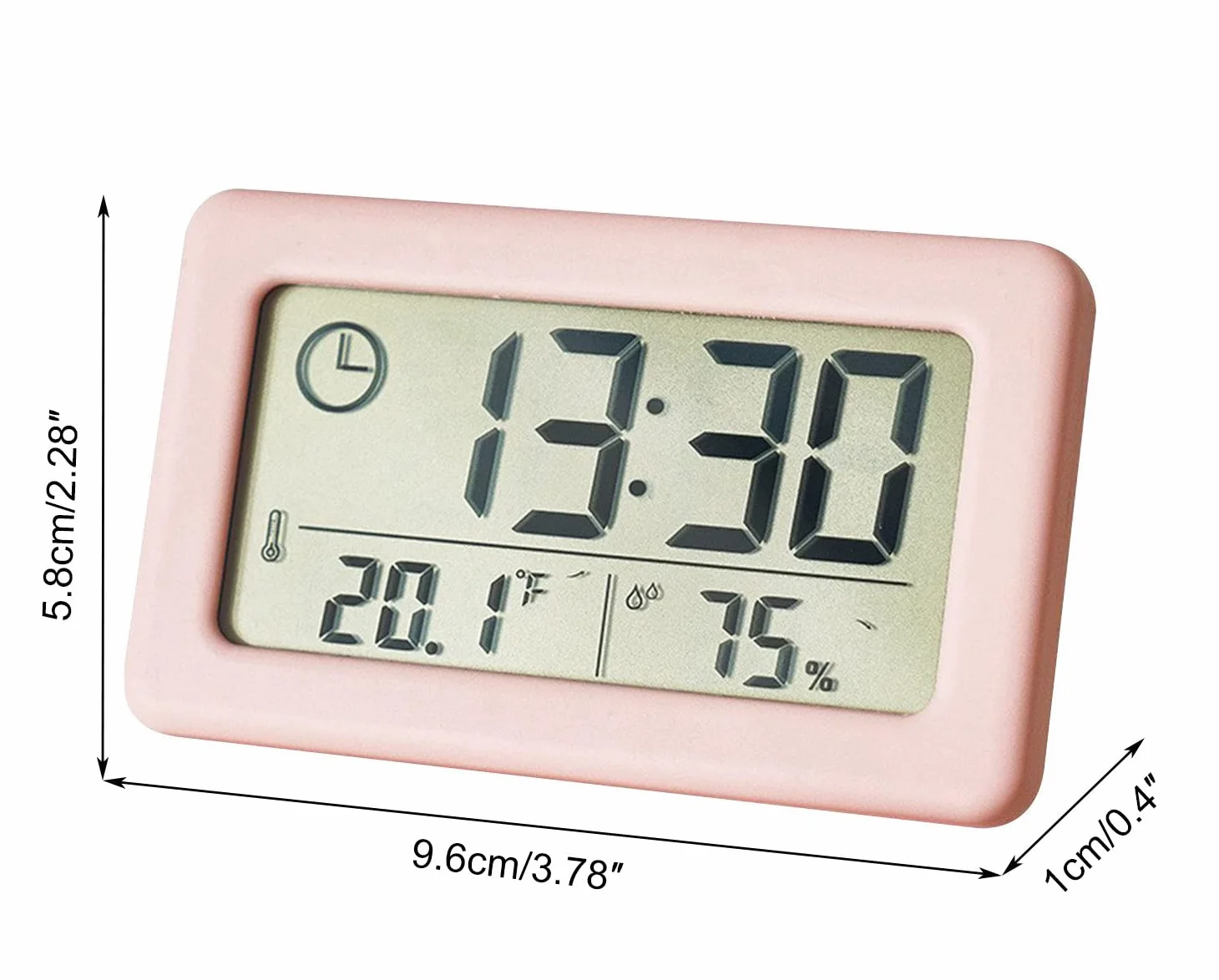 Thermomètre Hygromètre Numérique LCD Grand Écran 12/24 Heures Suspendu Debout Batterie
