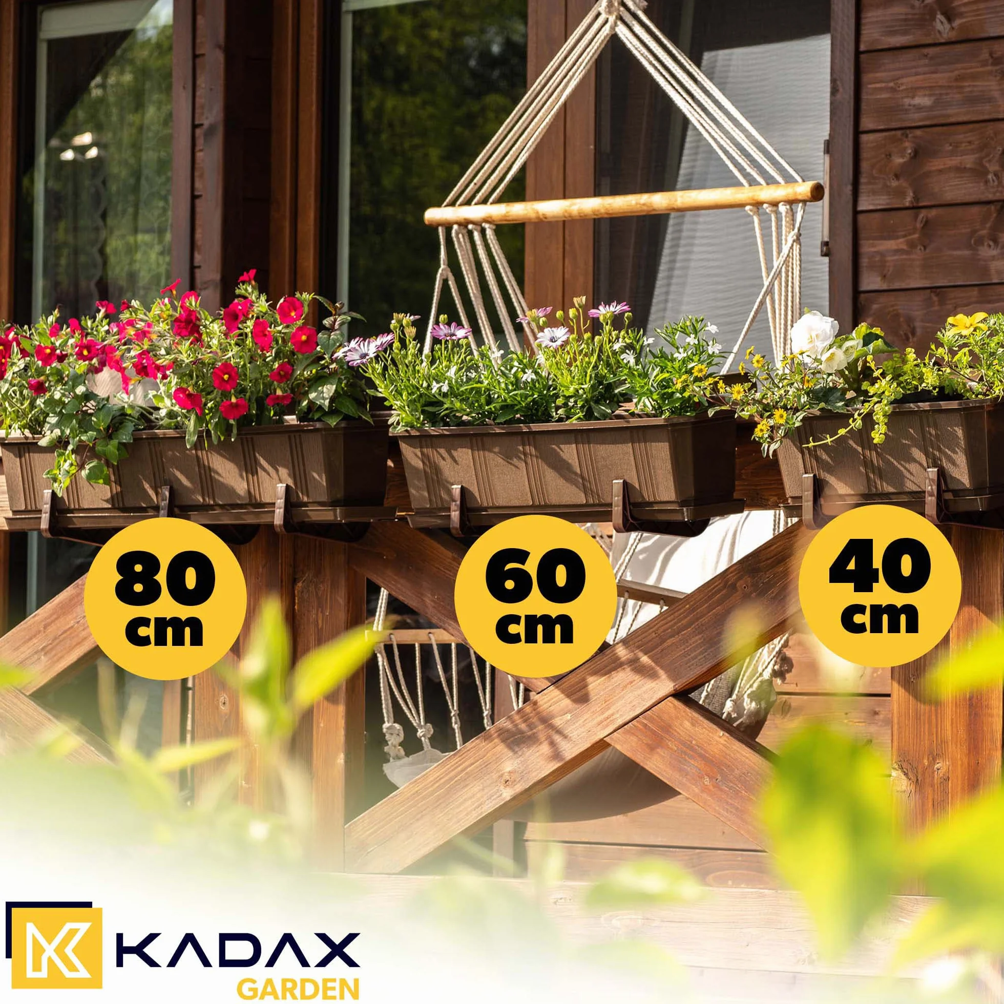 KADAX Lot de 4 jardinières en Plastique 40 cm Marron pour Balcon