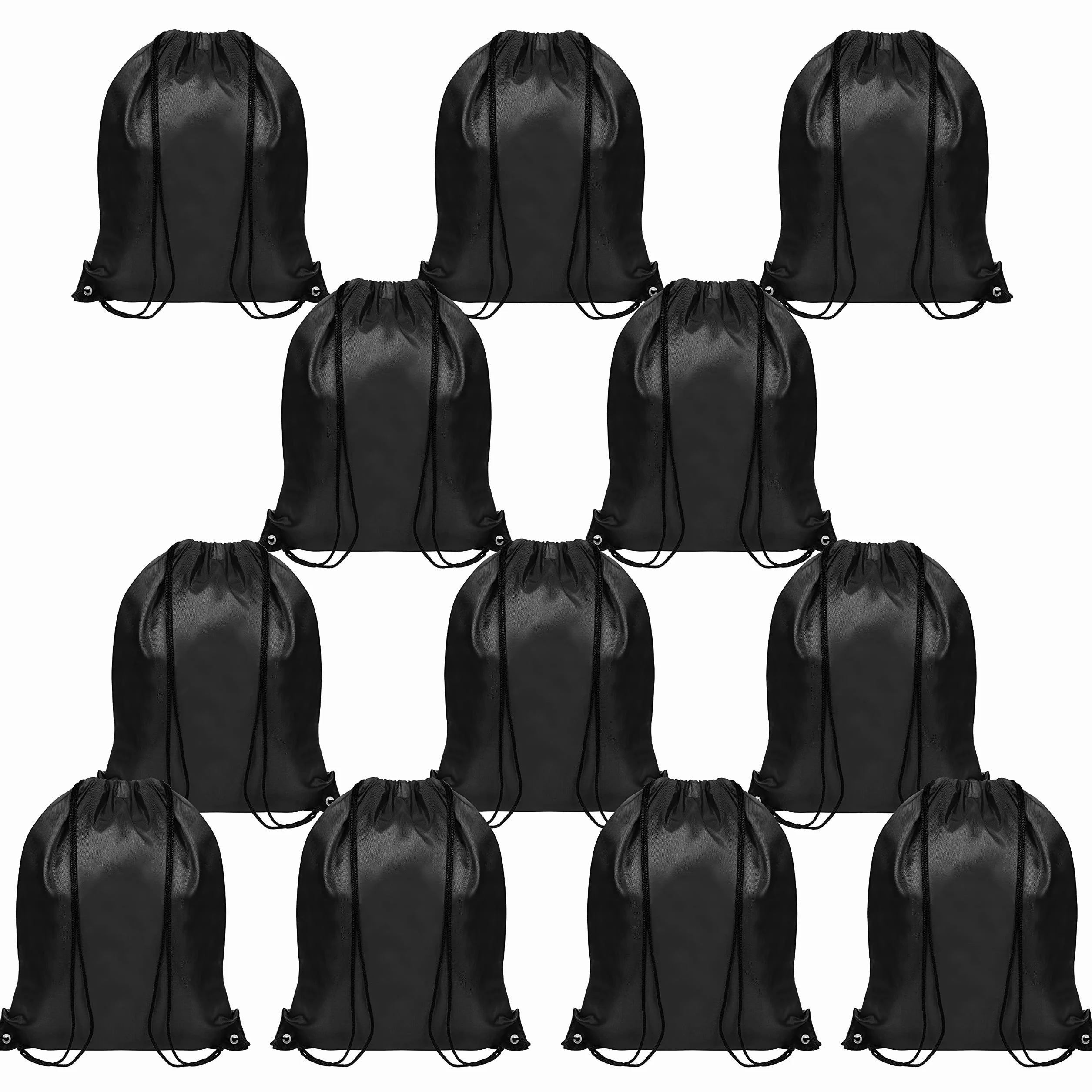 BELLE VOUS Sac de Gym à Cordon Noir (Lot de 12) - 42 x 35 cm - Sac a Dos Cordon pour le Sport, le Rangement, les Voyages et la Natation - Gym Sac Unisexe pour Hommes, Femmes, Adultes et Enfants